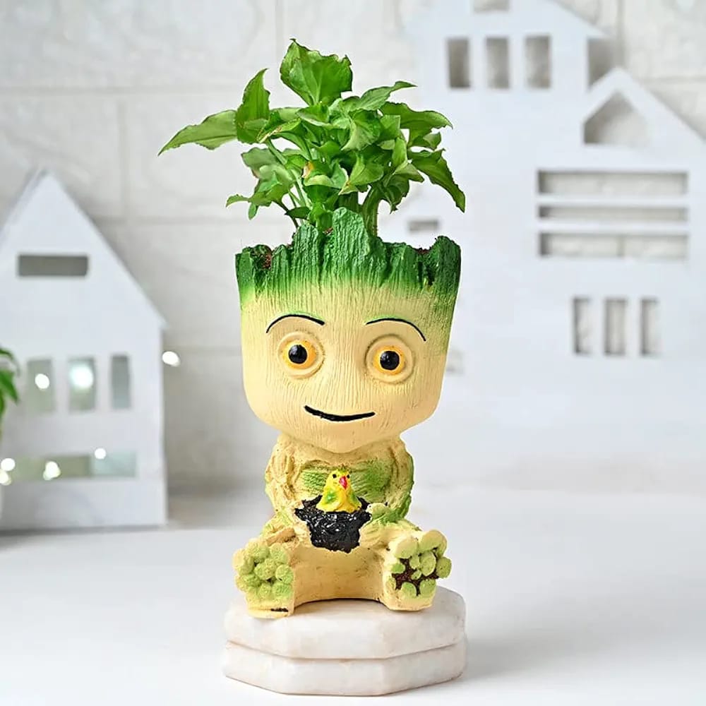 Handcrafted Cute Avenger Groot Planter/Flower Pot For Table Top Decorative Gardening Pot for Living Room