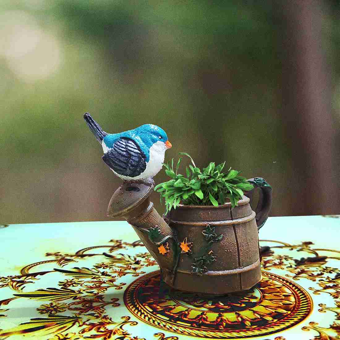 Handcrafted Cute Watering Can With Bird Planter/Flower Pot For Table Top Decorative Gardening Pot for Living Room