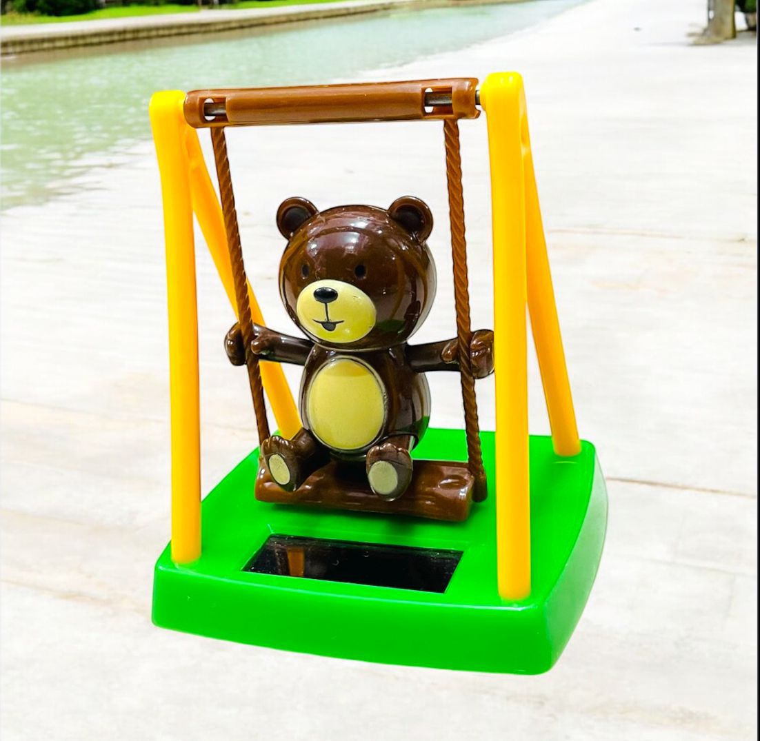 Teddy Bear Solar Car Dashboard Showpiece