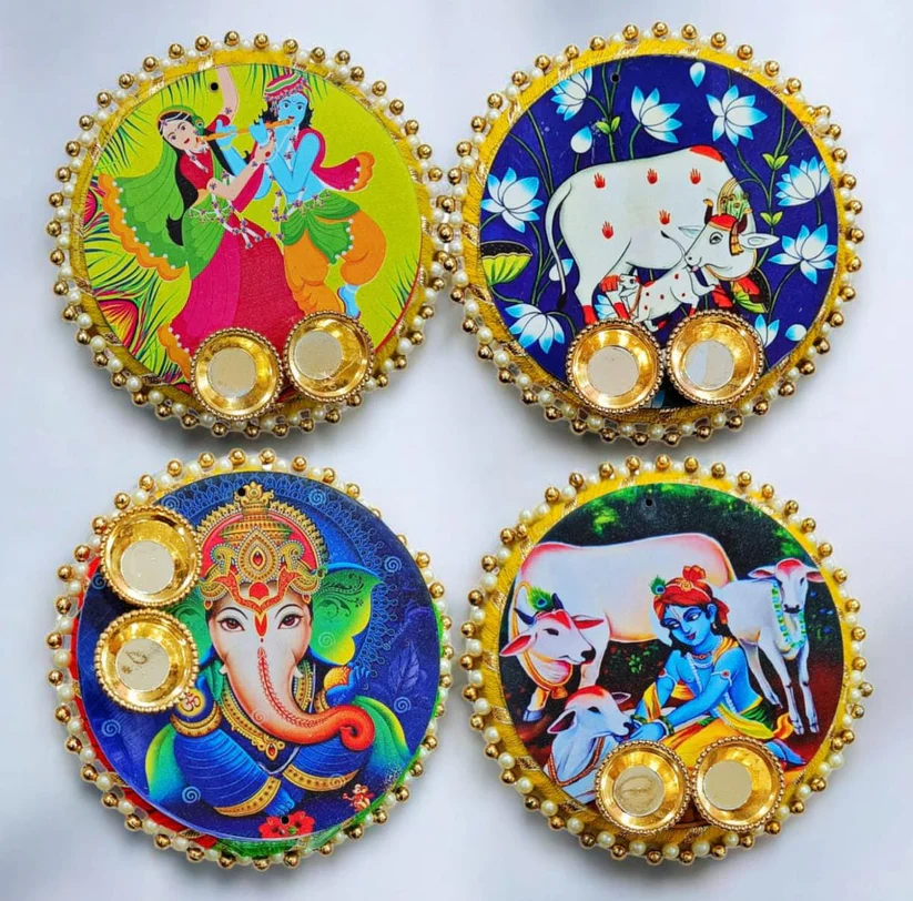  4 Inch Roli Chawal Plate With Multi Design Prints