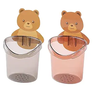 Toothbrush Holder Tumbler Wall Mounted with Teddy Magic Sticker