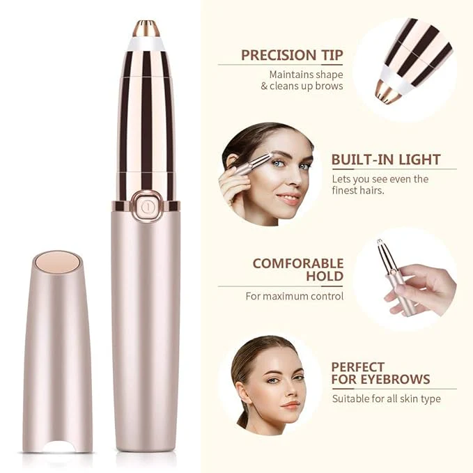 Painless Eyebrow Hair Remover,upper lip hair remover for women hair removal trimmer for women with LED Light for Women