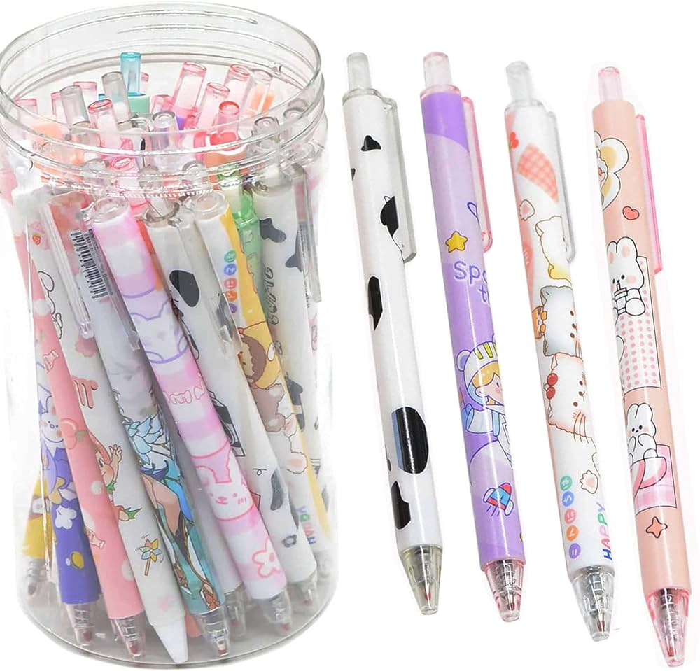 Gel Ink Pen, 0.5 mm Retractable Ballpoint Pen, Cute Stationery