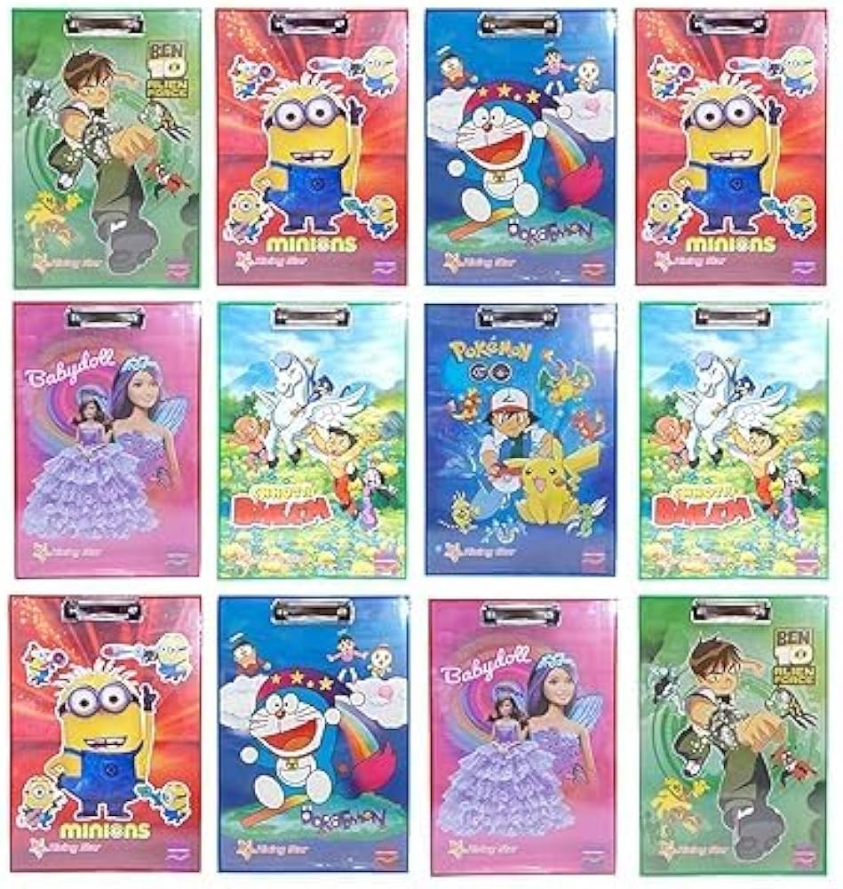 Cartoon Print Exam Writing Pad with Paper Holder Clip