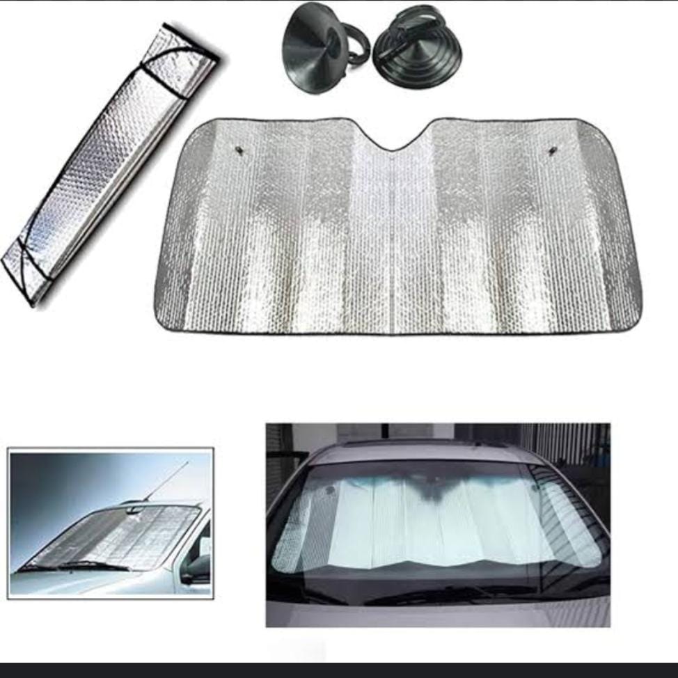 Car Front Silver Sunshade Foil Curtain Foldable Car Sunshades for Front/Rear Windshield
