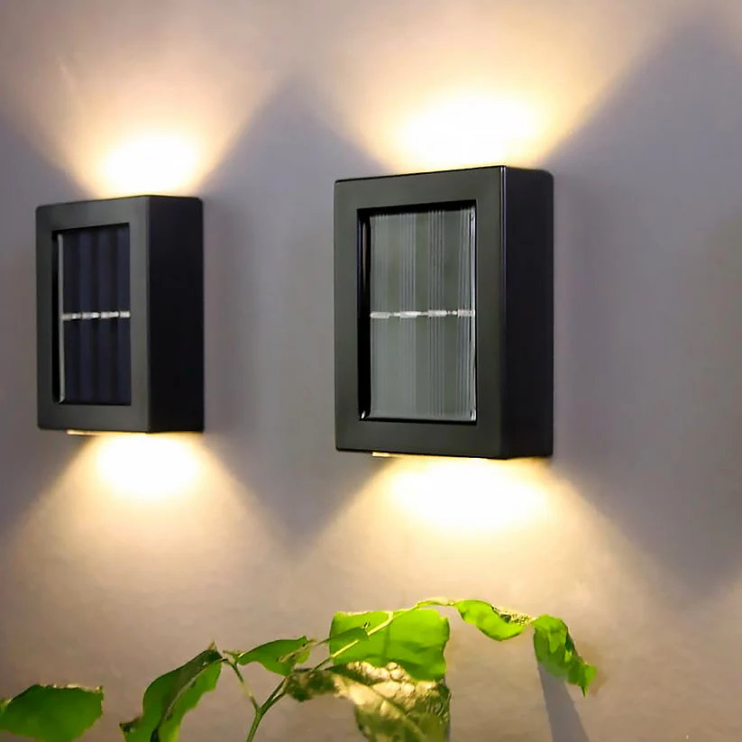  Solar Wall Lights Small Fence Lights Solar Powered Up Down LED Porch Light Garden Lights Outdoor Solar Landscape Lights WaterProof Light