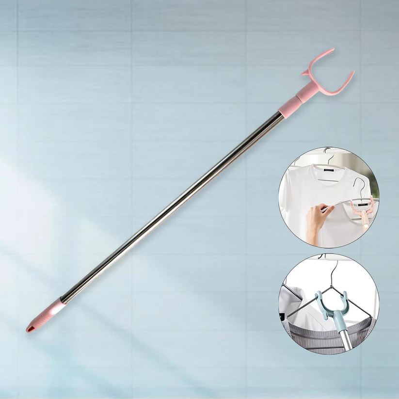 Stainless Steel Telescopic Pole Clothes Hooks Hanger