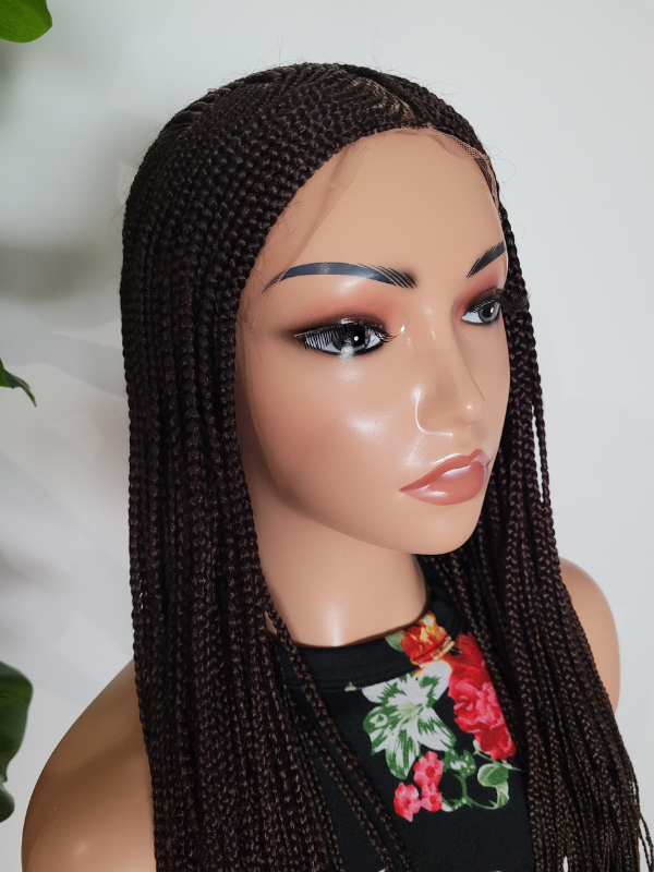  Brown Scattered Pattern Cornrow, Front Lace Wig 33"