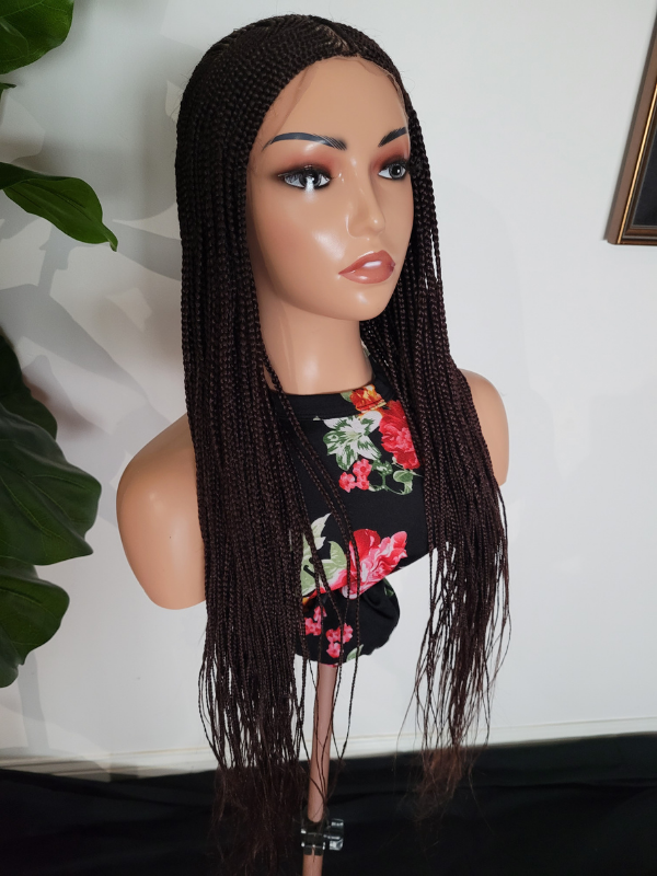  Brown Scattered Pattern Cornrow, Front Lace Wig 33"