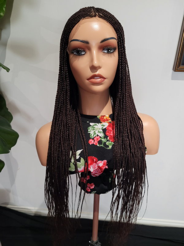 Brown Scattered Pattern Cornrow, Front Lace Wig 33"