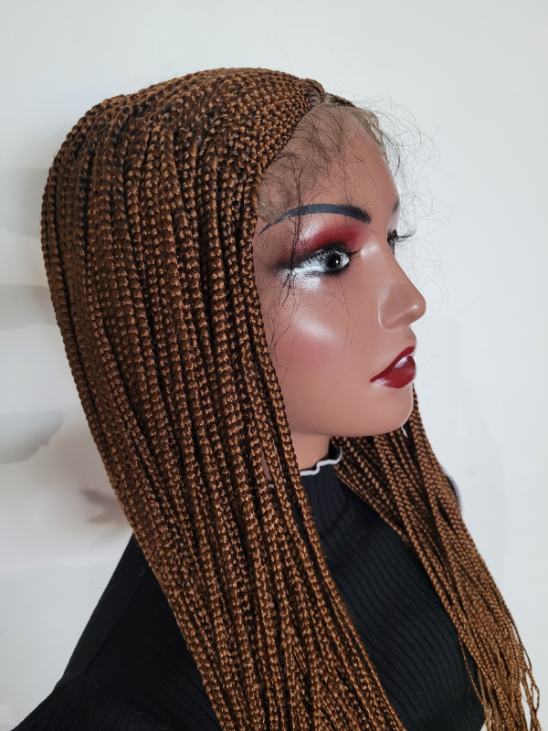 Golden Brown Cornrow Pattern Braided Wig