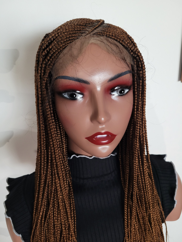 Golden Brown Cornrow Pattern Braided Wig