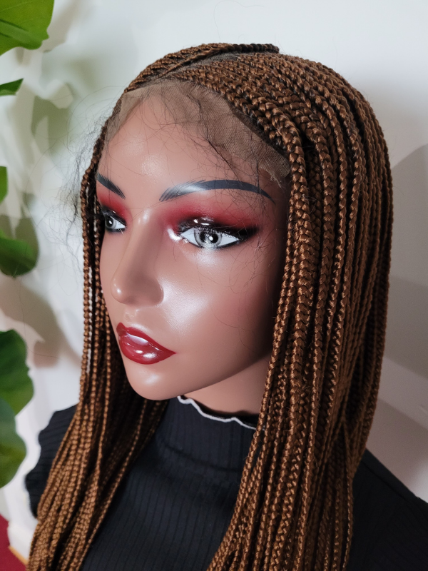 Golden Brown Cornrow Pattern Braided Wig