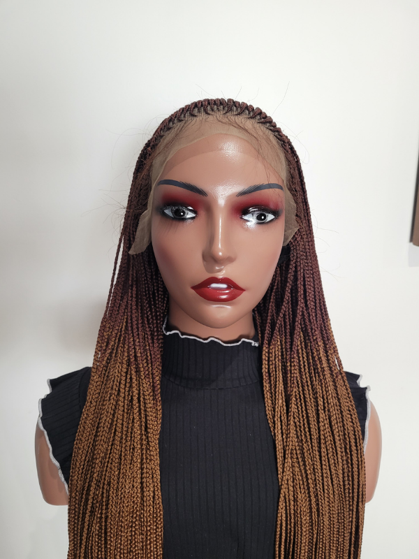 Ombre All Back Cornrow Braided Wig 34" Lace Front Wig 