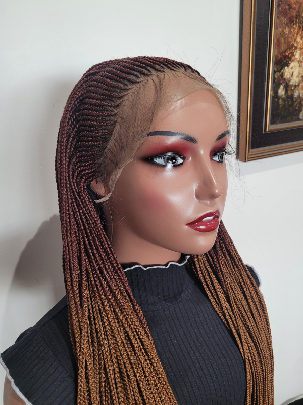 Ombre All Back Cornrow Braided Wig 34" Lace Front Wig
