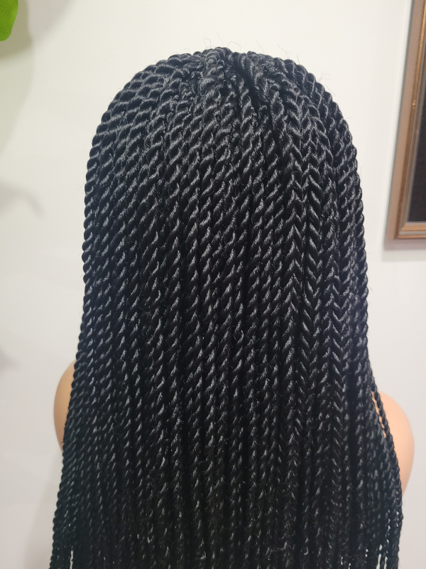 Twist Braids 5x5 Lace Front Wig 28" Black Handmade Premium Comfortable Fit