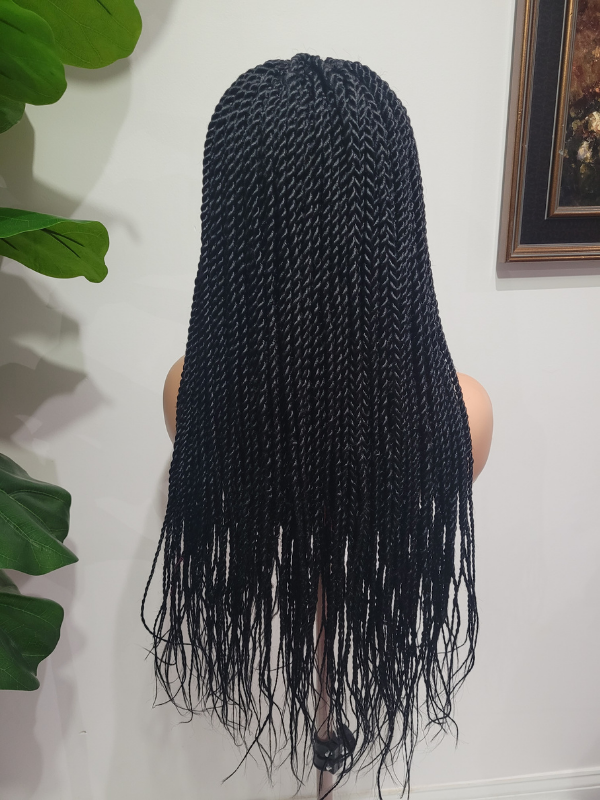 Twist Braids 5x5 Lace Front Wig 28" Black Handmade Premium Comfortable Fit