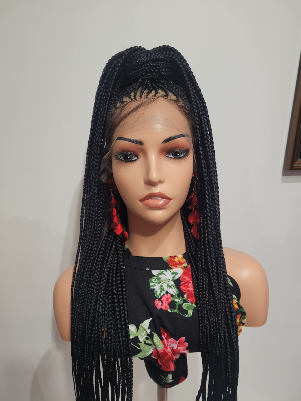 Half Up Half Down Braided Wig 32" 360 Lace Cap With Baby Hairs