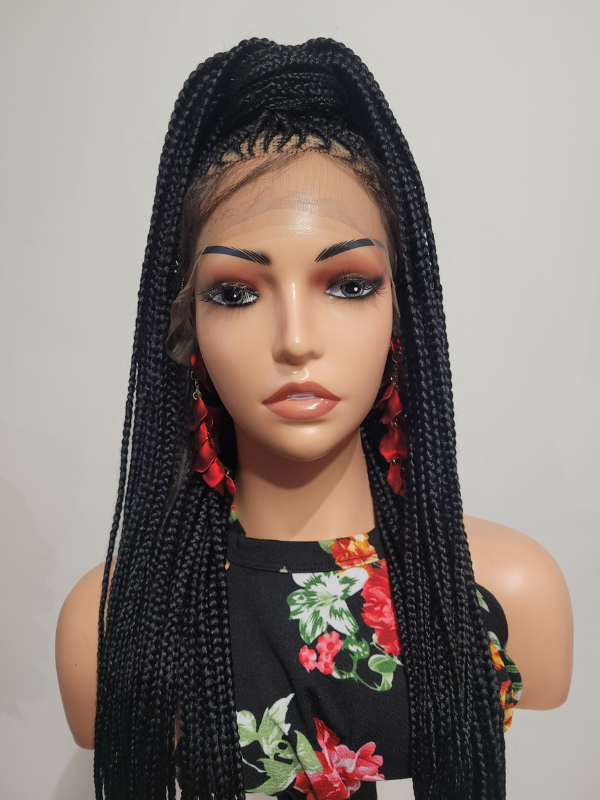 Half Up Half Down Braided Wig 32" 360 Lace Cap With Baby Hairs 