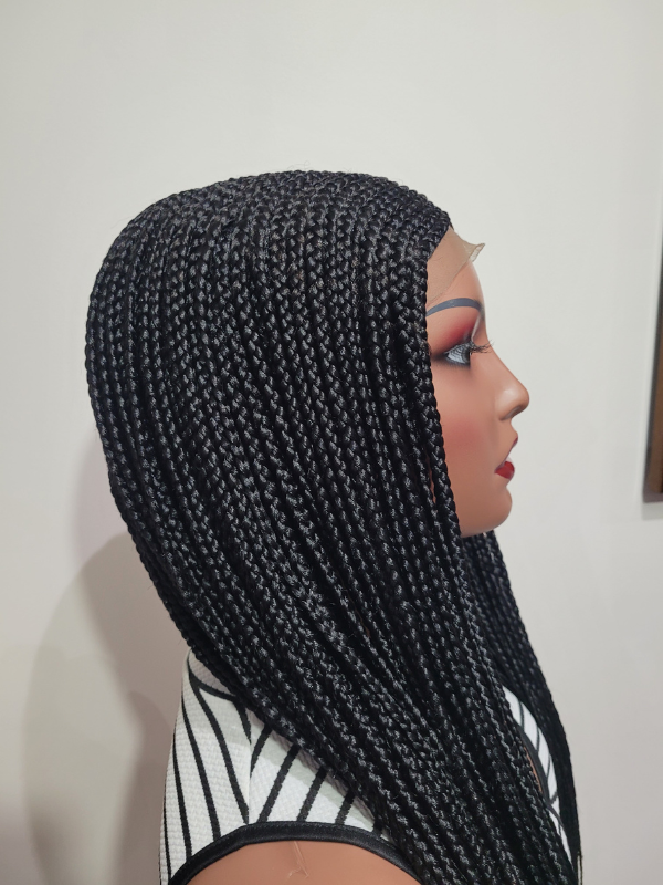 C Part Cornrow Lace Wig 5x5 Lace Front 30" Black Braids 