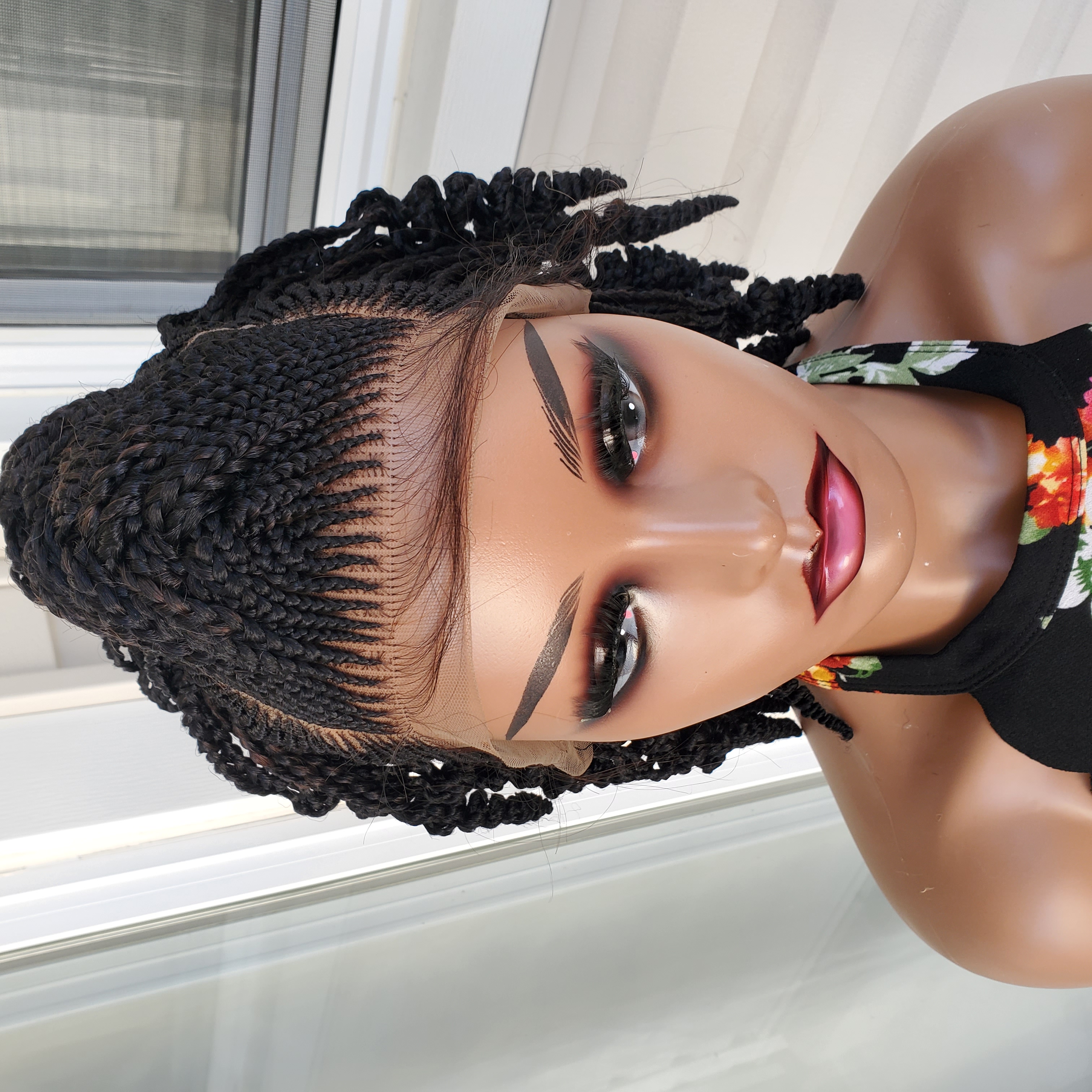 Short Curly Boho Braided Lace Wig 13x5 Lace Front 12" Bob Wig Easy Summer Style 