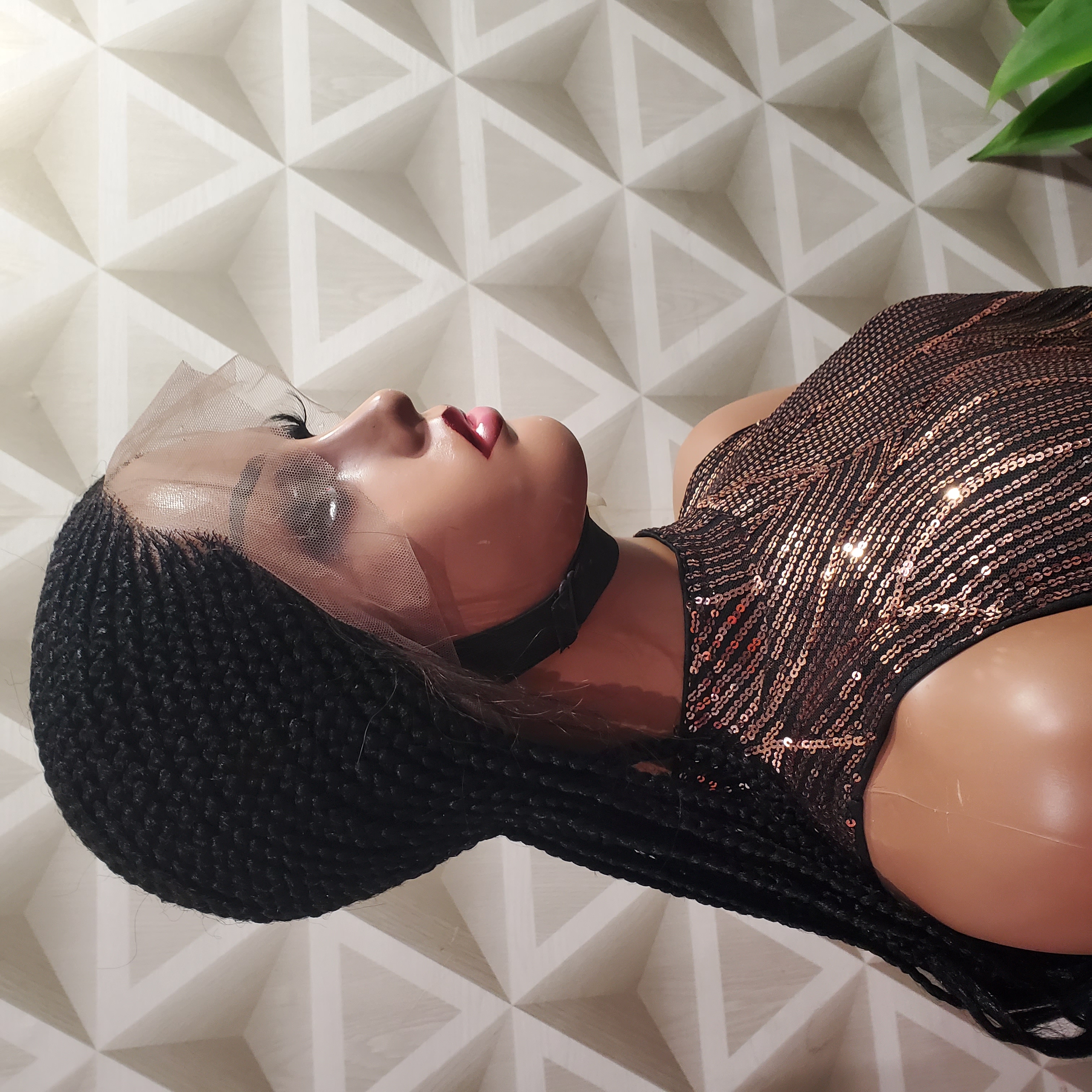 Back Length Cornrow Braids Full Lace Wig With French Curl Ends