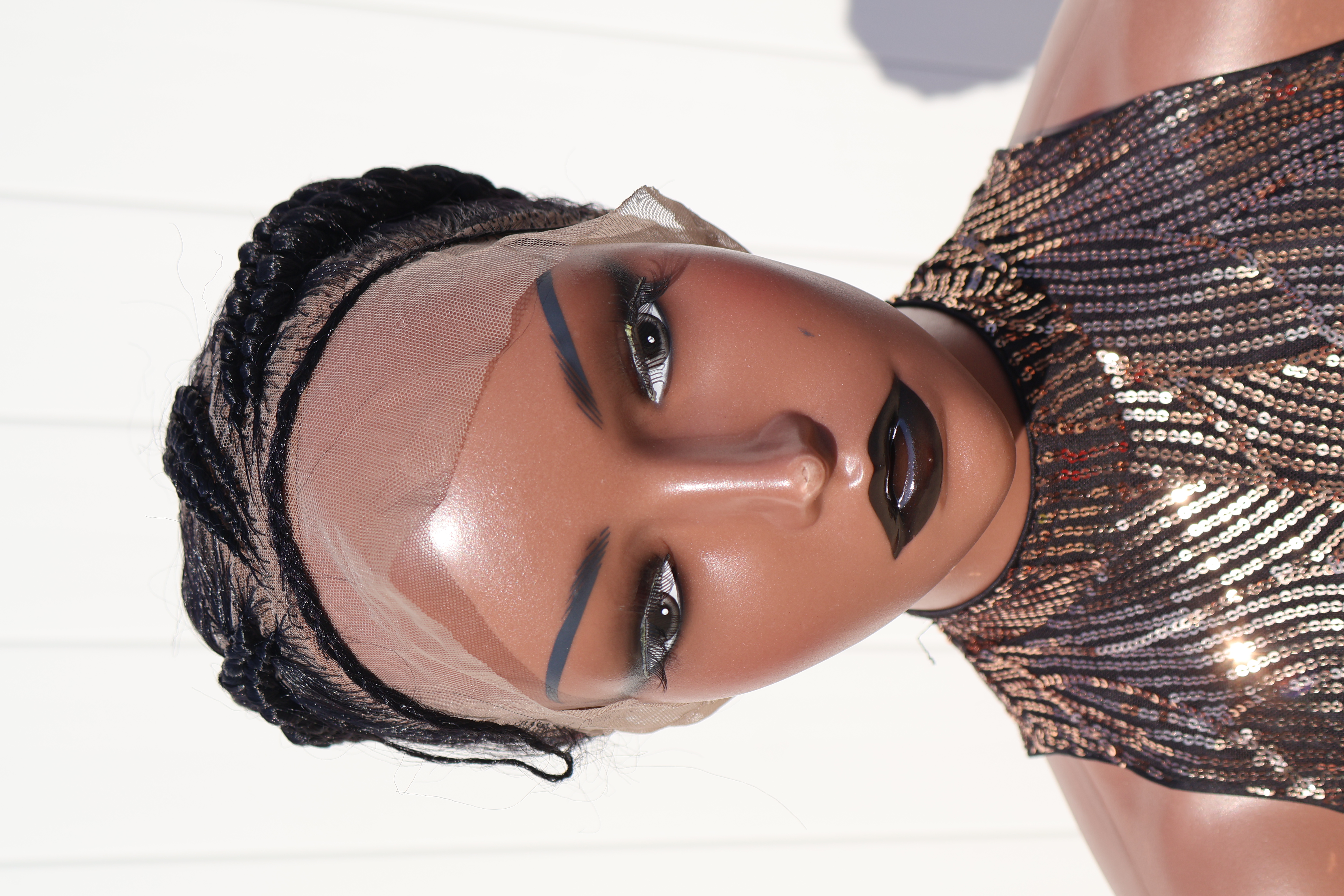 Low Braided Cornrow Bun Lace Wig 360 Lace Cap Natural Fit 