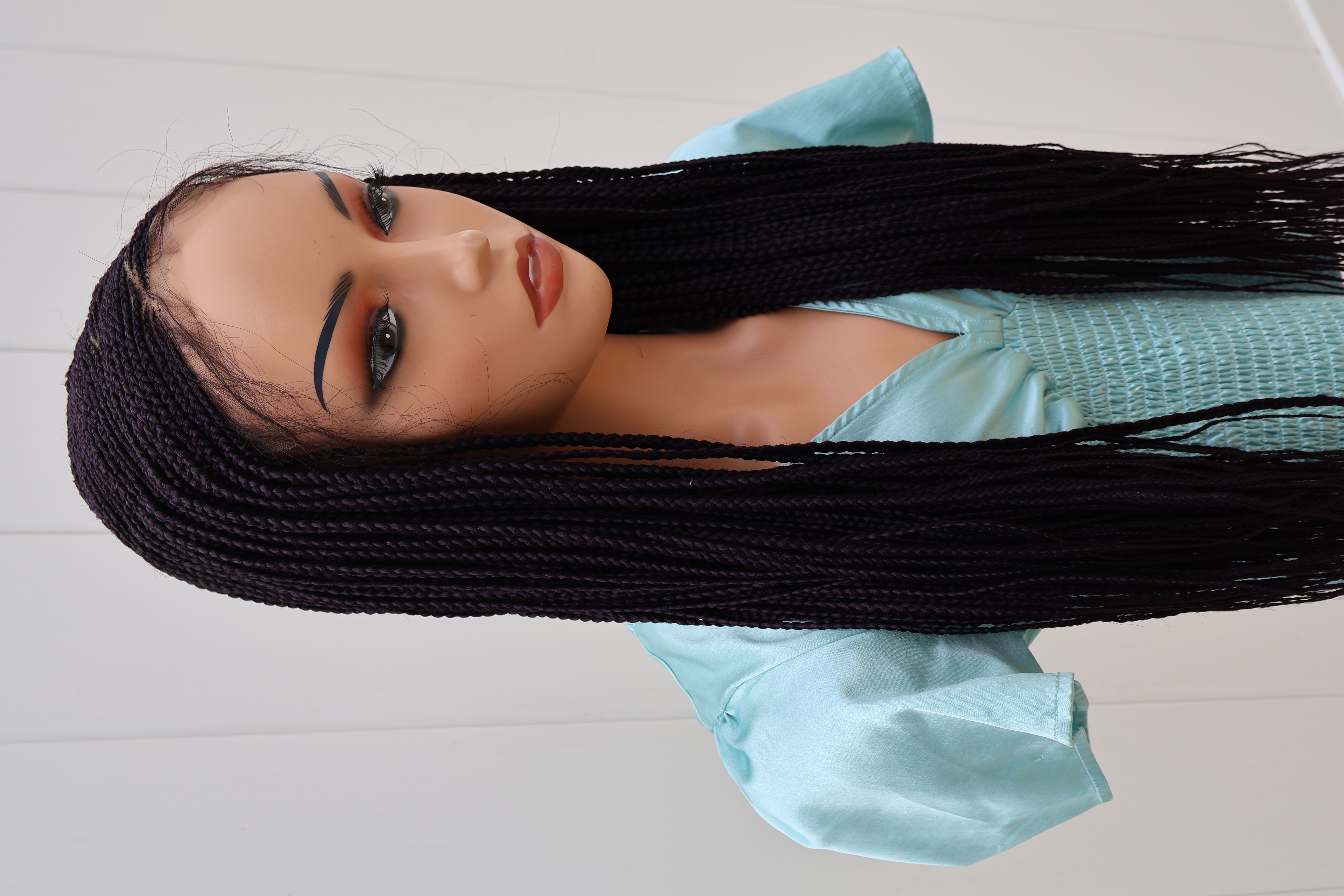Zig Zag Pattern Cornrow Lace Wig 30" Deep Purple Lace Front Wig 