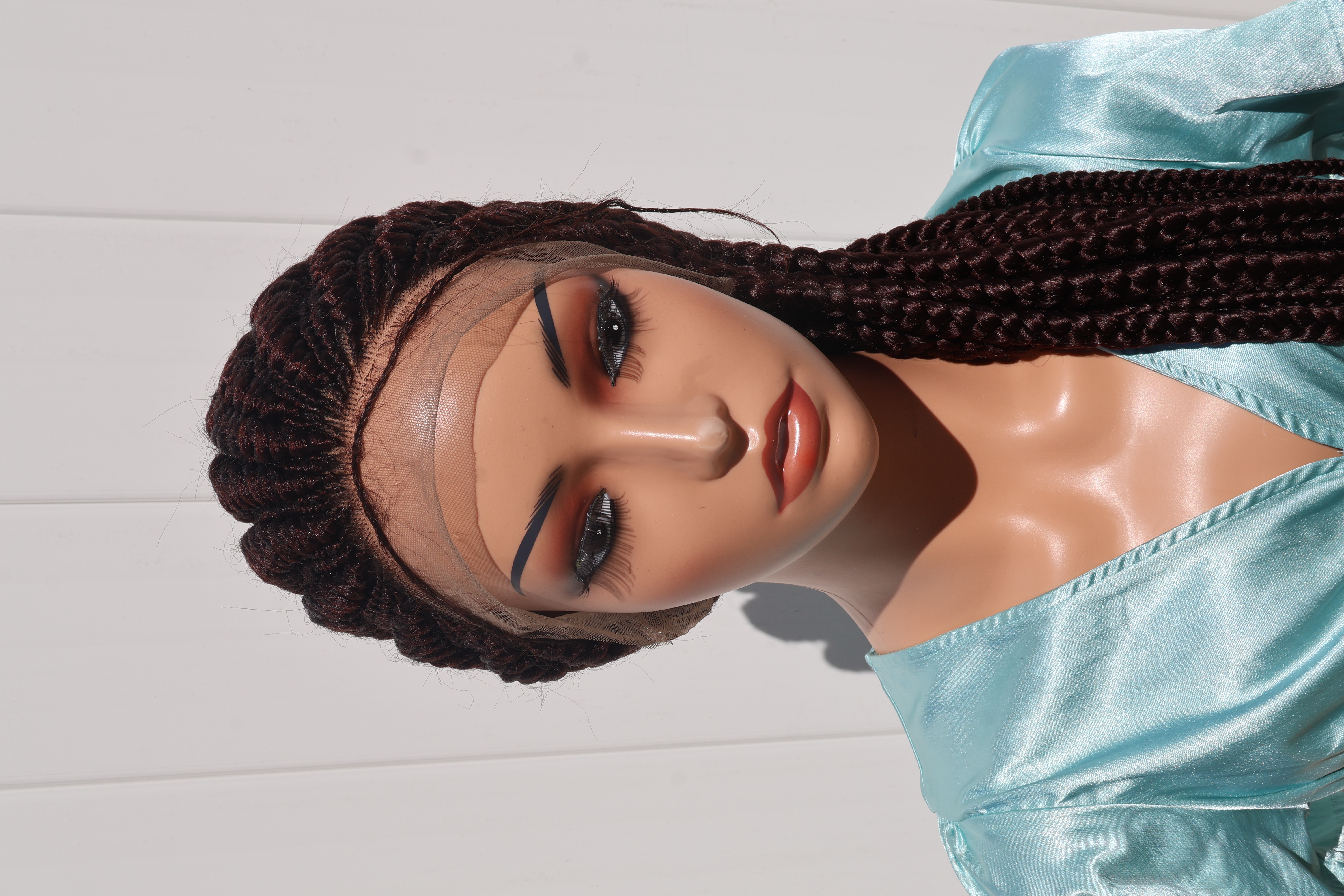 Dark Brown Jumbo Alternating Cornrow Lace Wig Salon Quality Lightweight Style Glueless Fit 