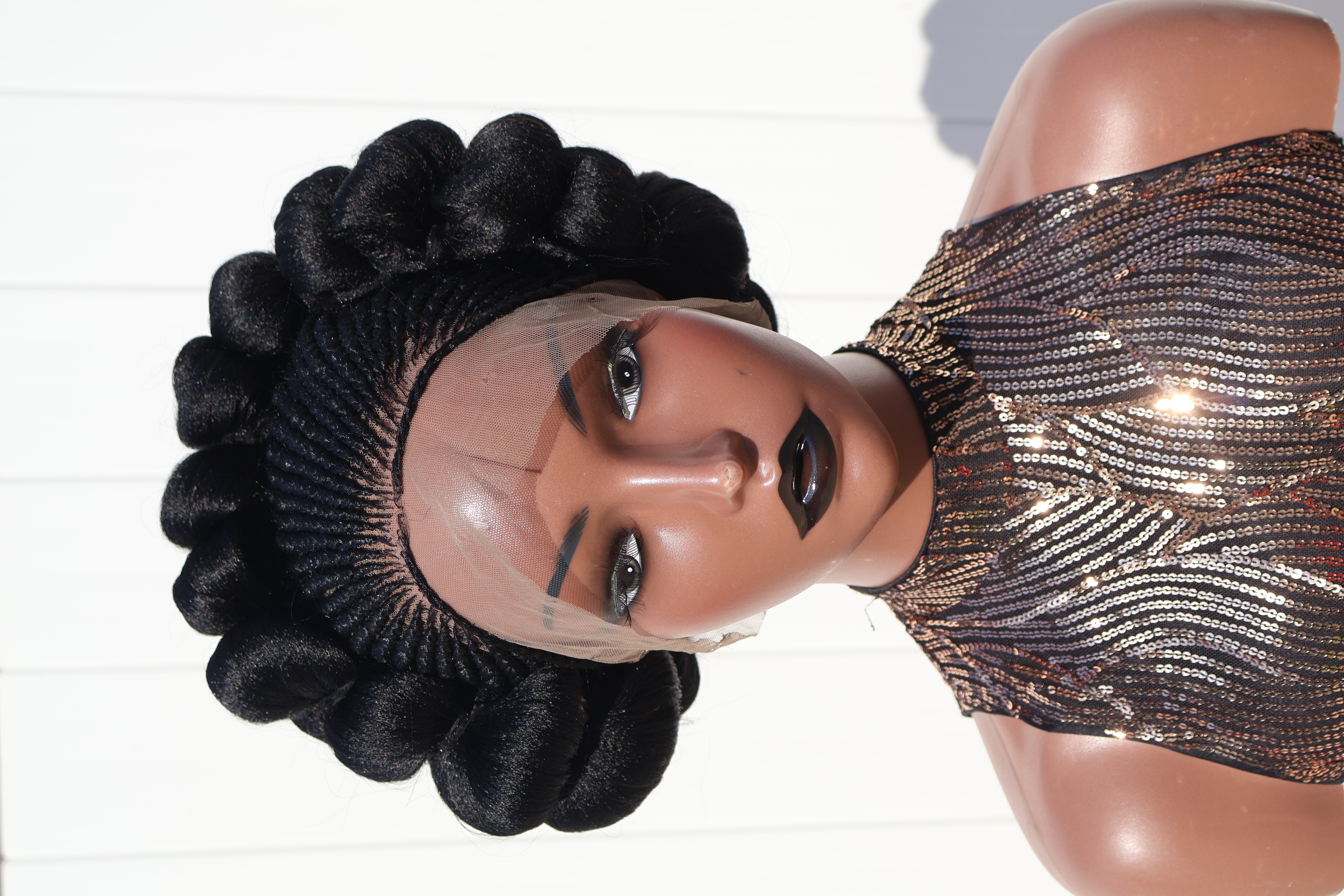 Premium Braided updo 360 lace wig Natural Elegant Protective Style 