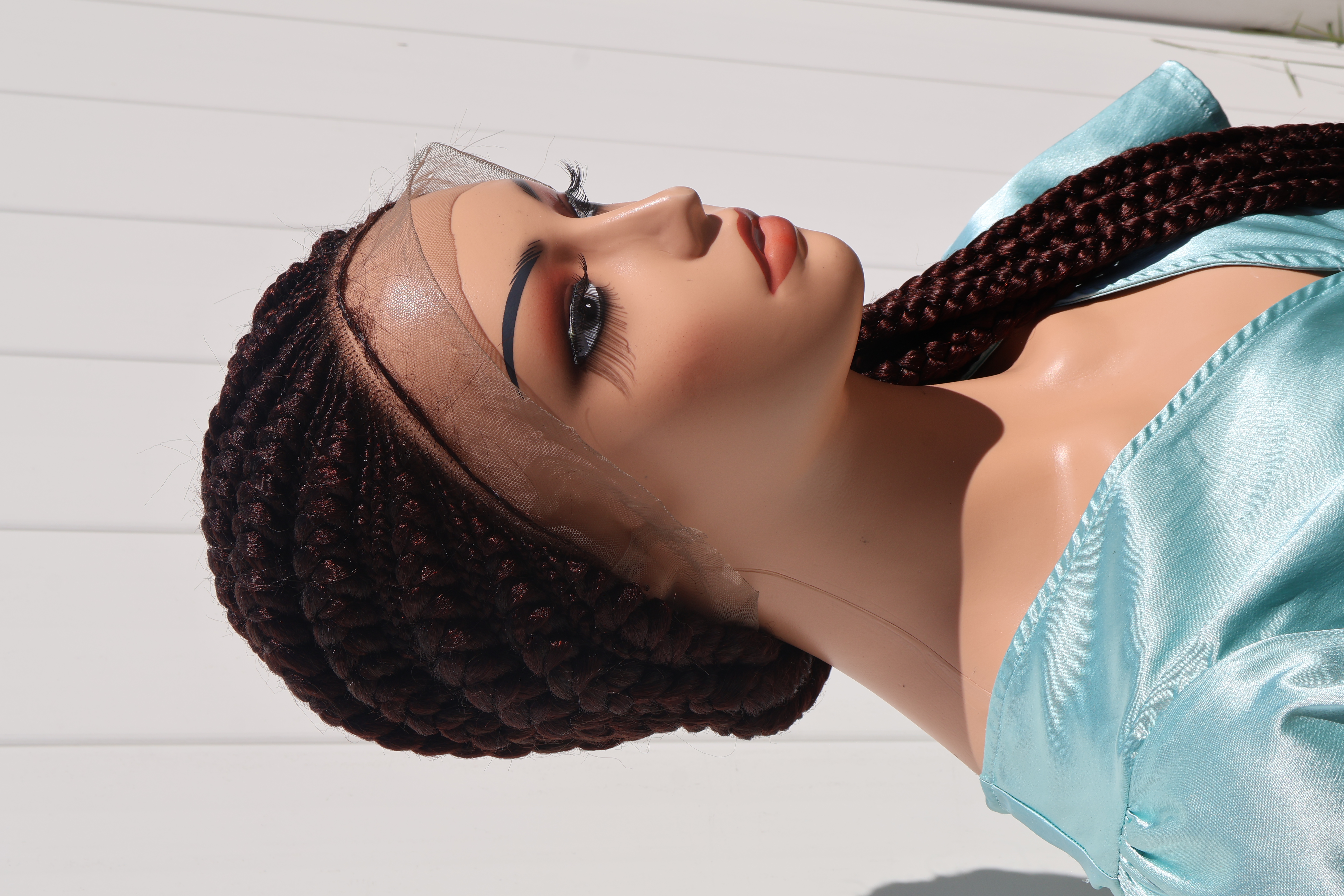 Dark Brown Jumbo Alternating Cornrow Lace Wig Salon Quality Lightweight Style Glueless Fit 