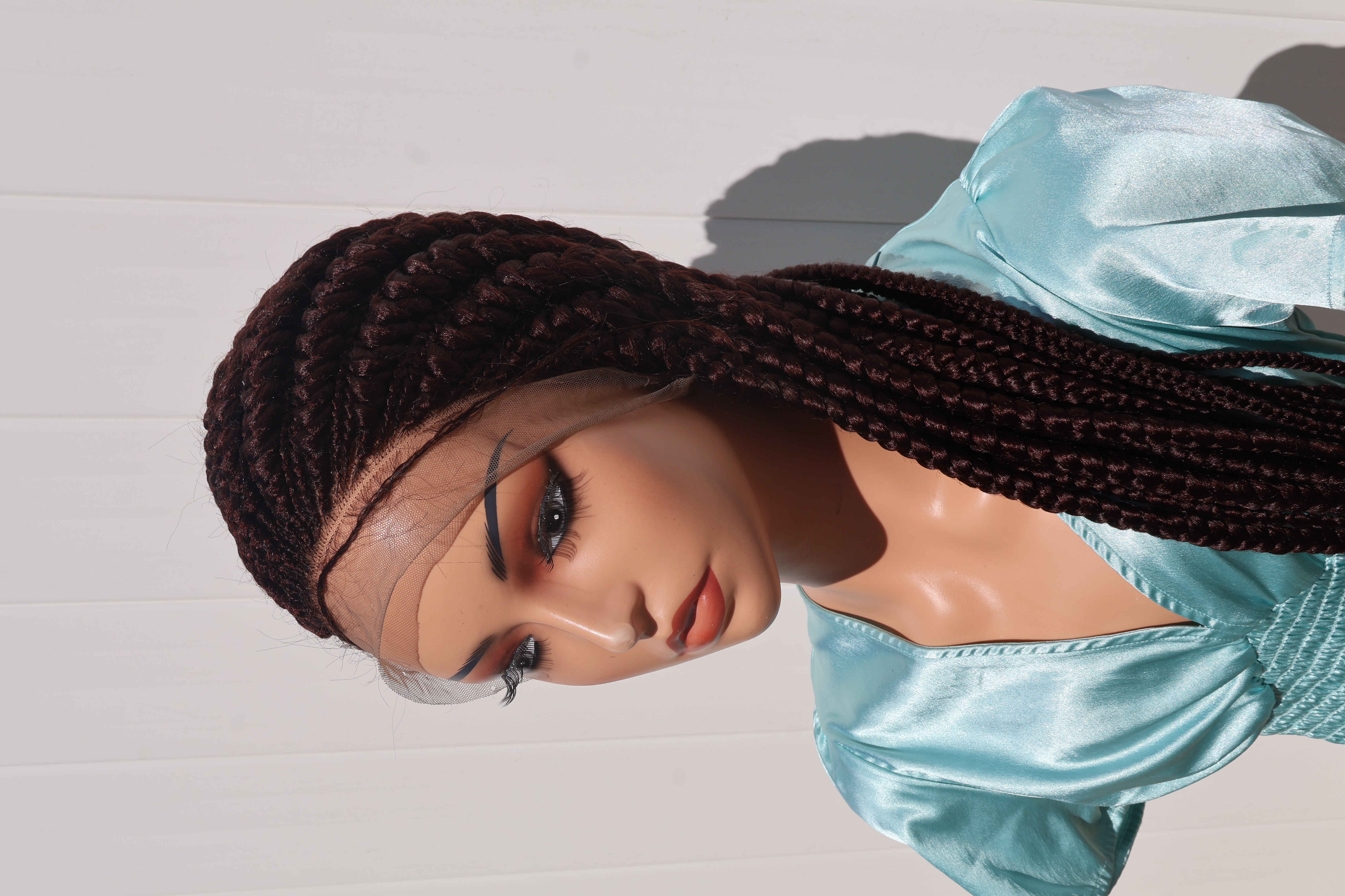 Dark Brown Jumbo Alternating Cornrow Lace Wig Salon Quality Lightweight Style Glueless Fit 