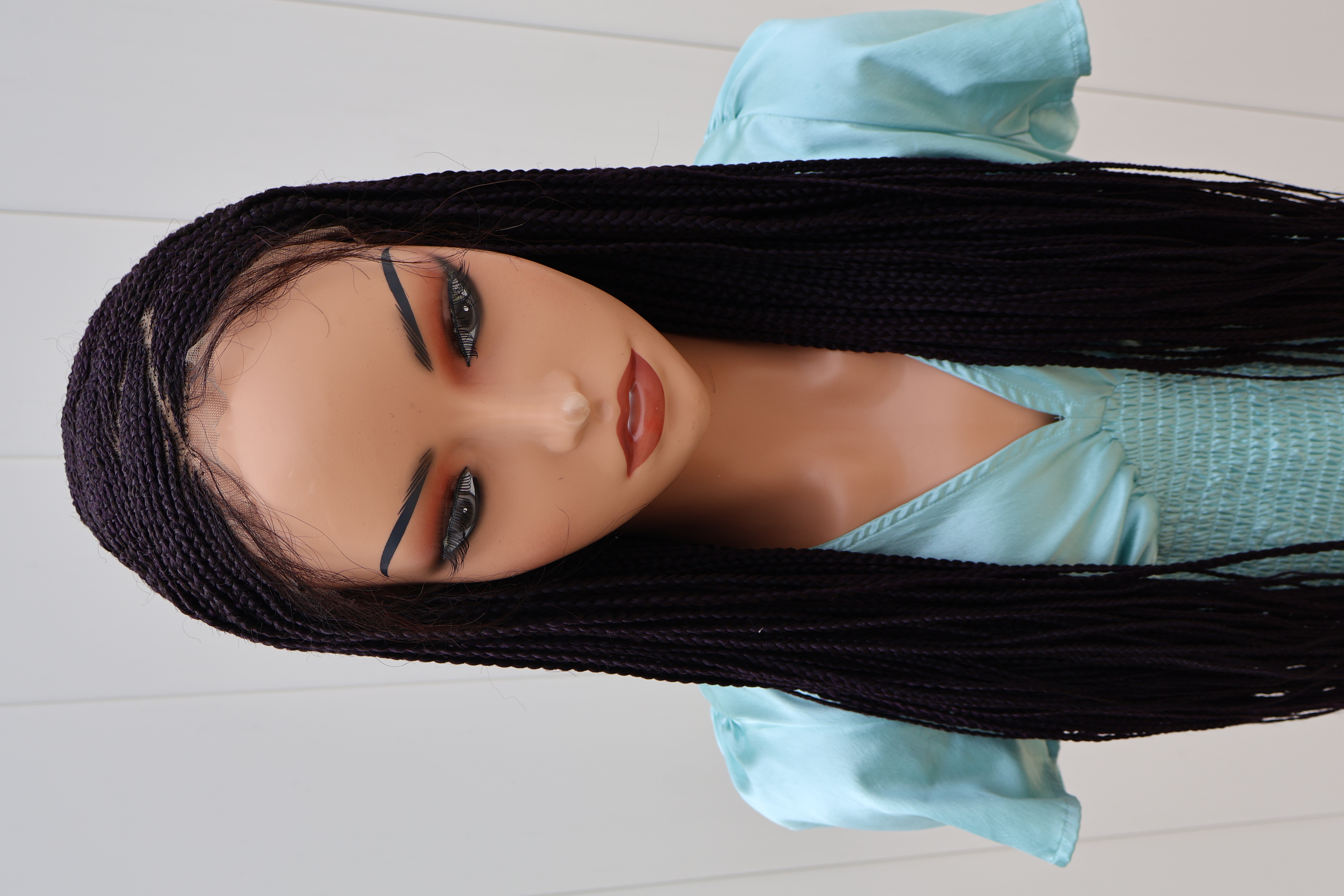 Zig Zag Pattern Cornrow Lace Wig 30" Deep Purple Lace Front Wig 