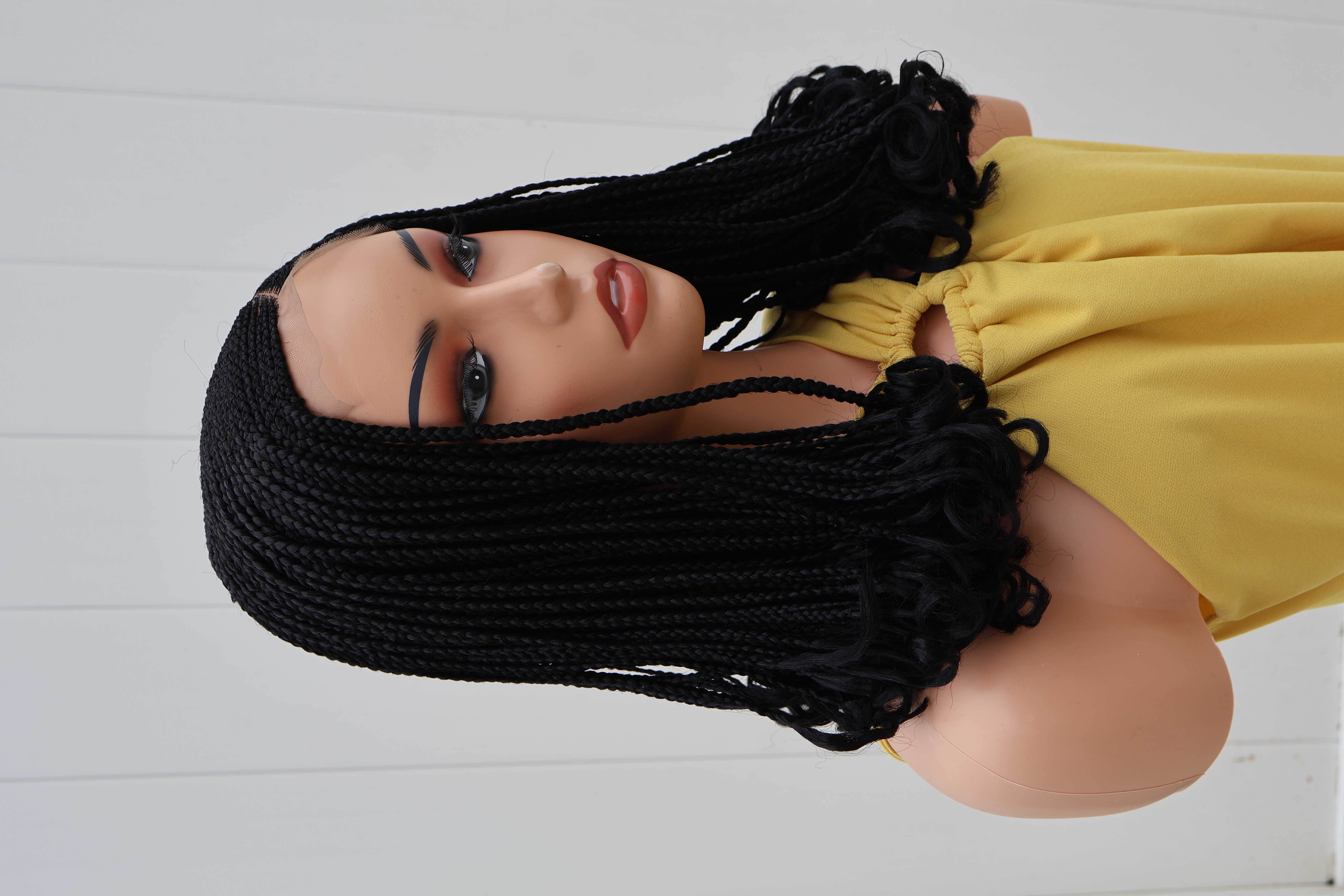 C Part French Curl Braids Lace Wig Comfortable Fit Protective Syle