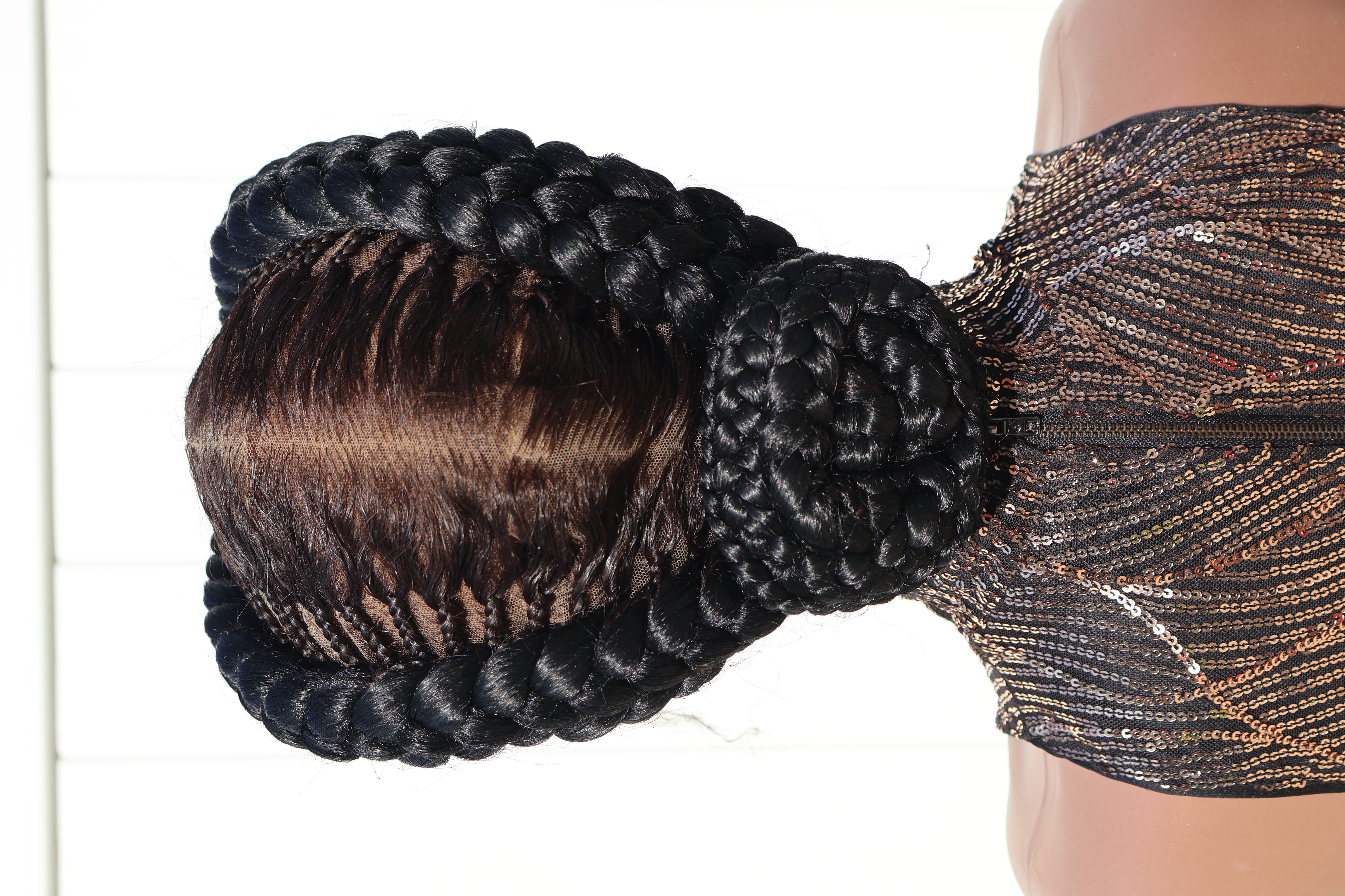 Braided Lace Wig Low Bun Jumbo Duo Cornrow Natural Protective Style