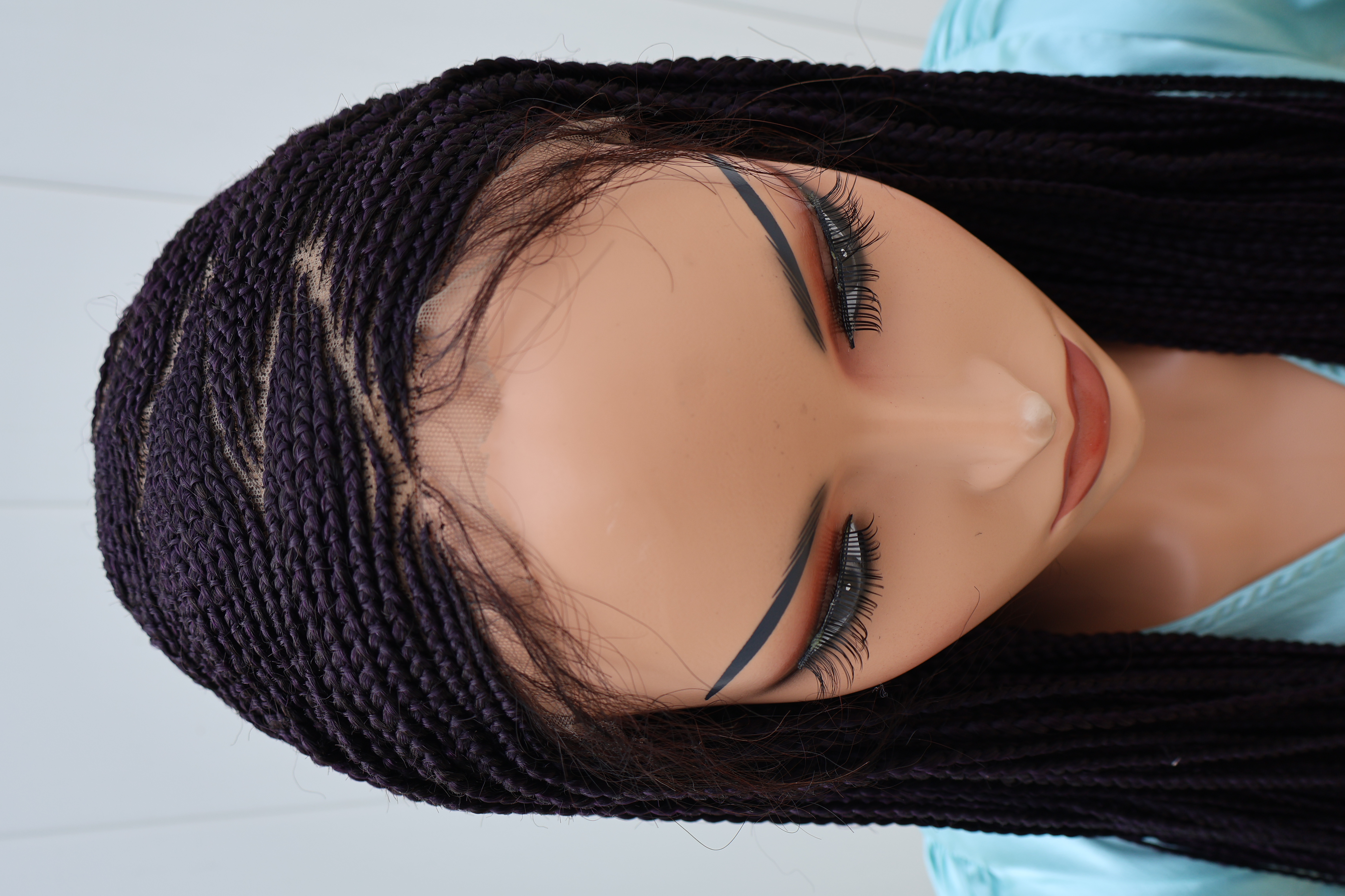 Zig Zag Pattern Cornrow Lace Wig 30" Deep Purple Lace Front Wig