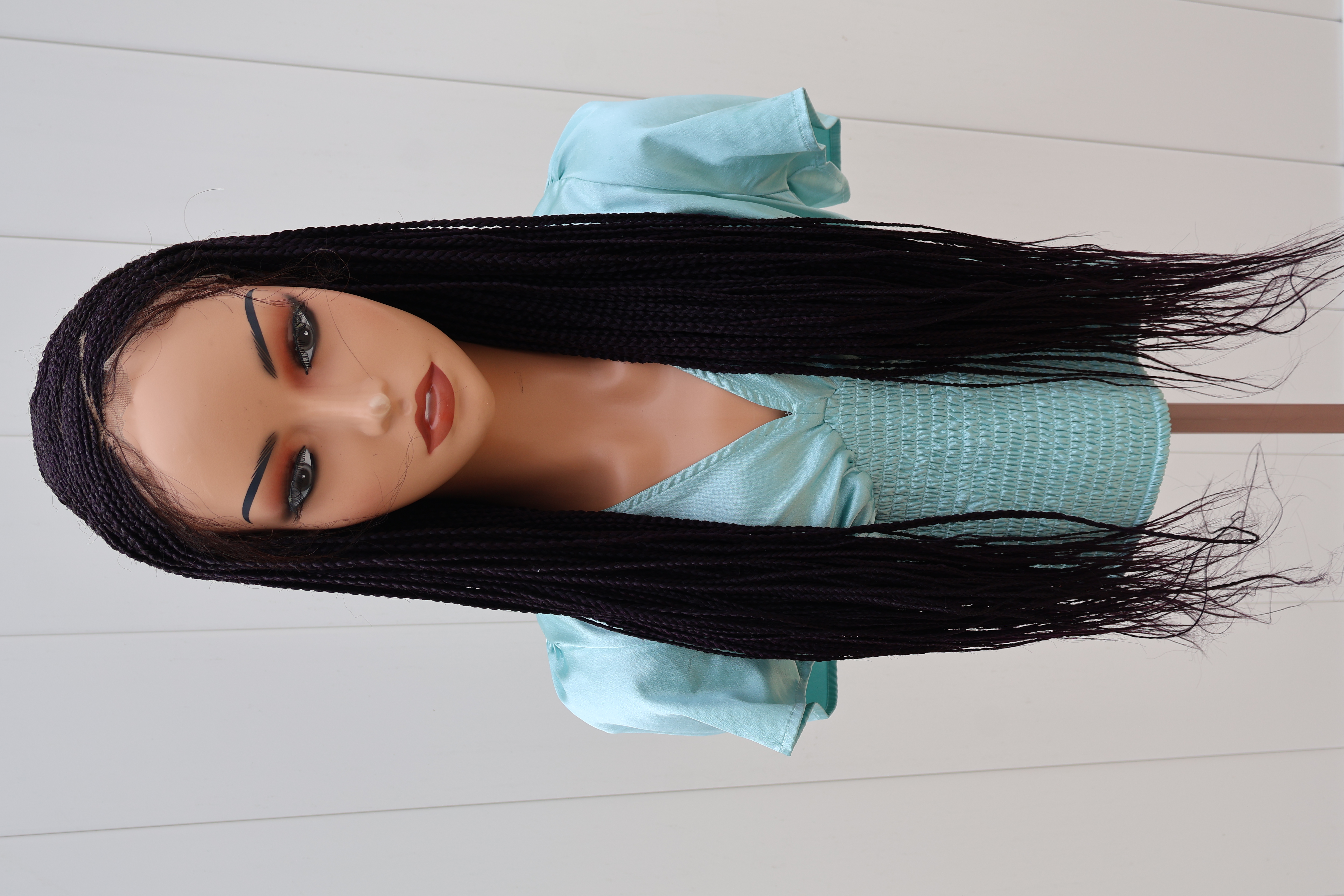 Zig Zag Pattern Cornrow Lace Wig 30" Deep Purple Lace Front Wig 