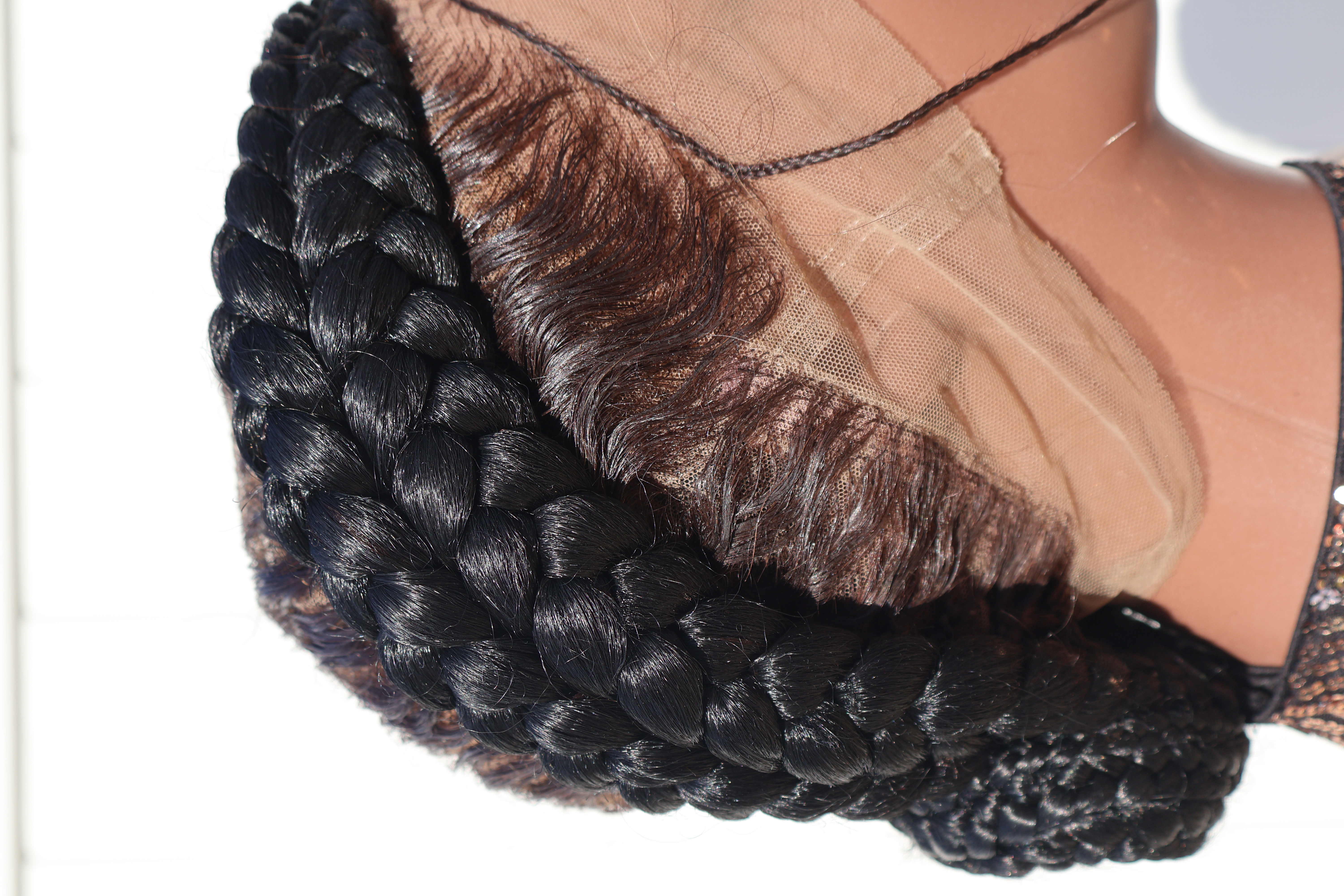 Braided Lace Wig Low Bun Jumbo Duo Cornrow Natural Protective Style