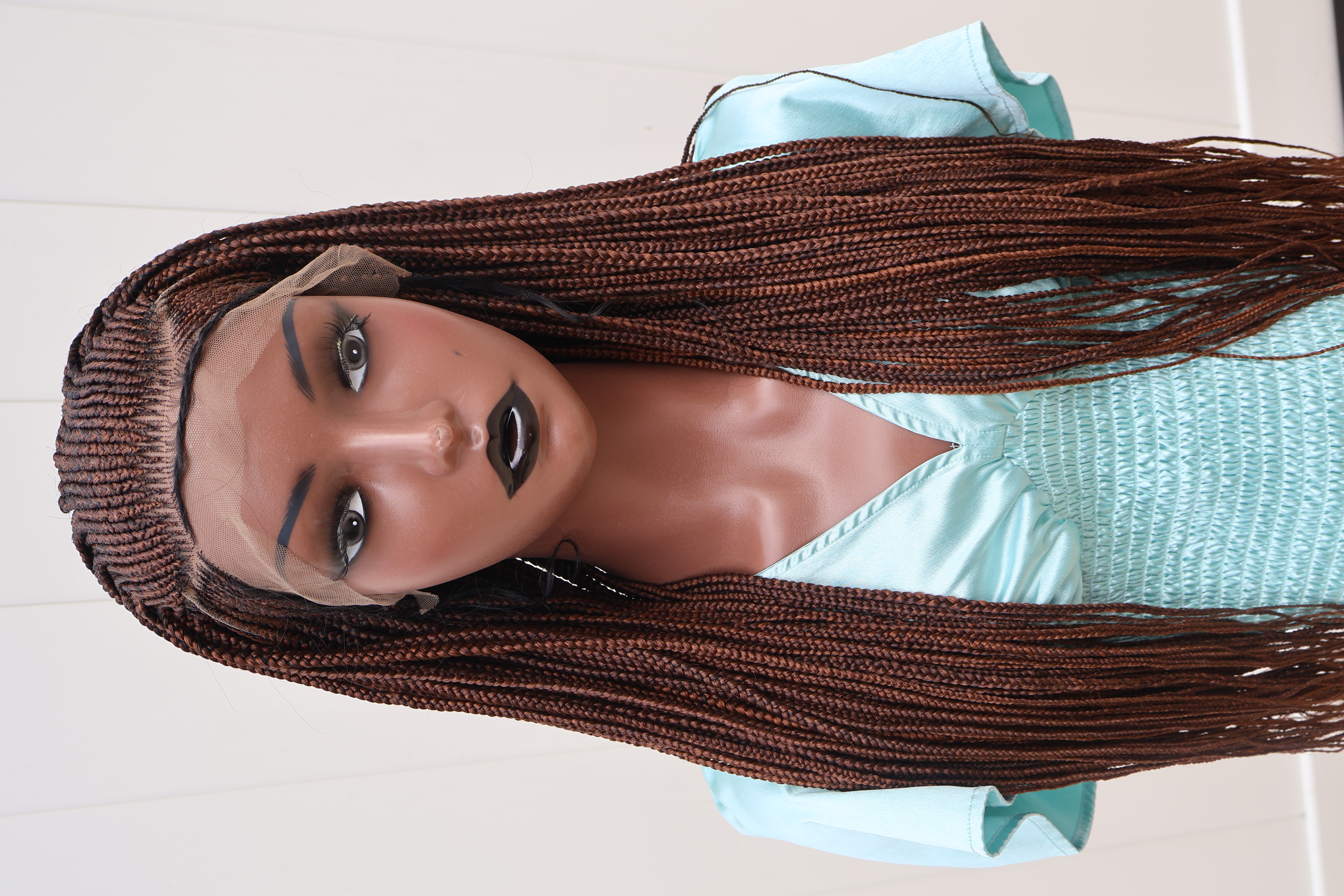 Stylish Cornrow Braids Honey Brown Salon Quality Glueless Fit 13x5 Lace Front Wig 