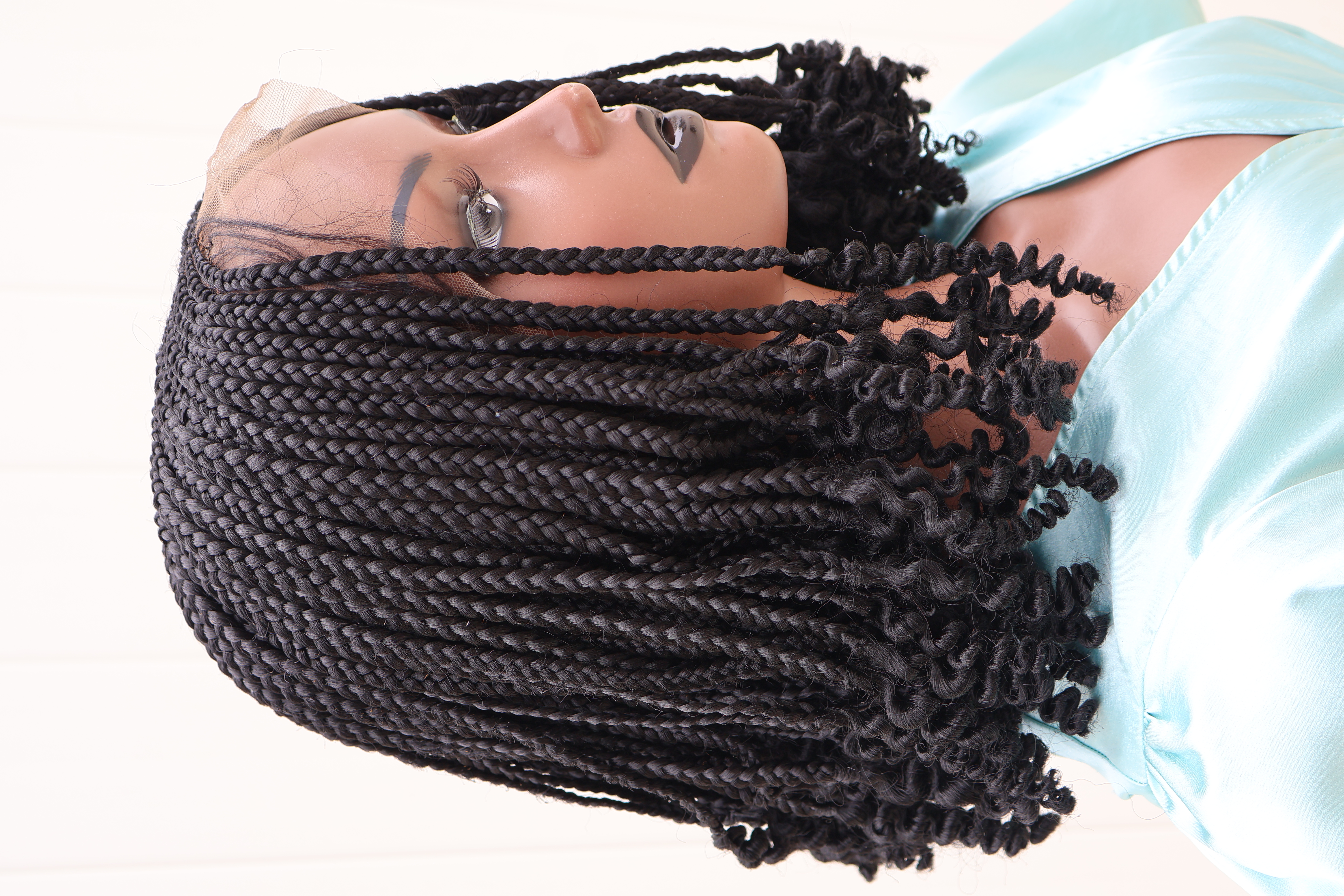 Middle Part Boho Braids With Curly Ends Lightweight Natural Glueless Hairstyle