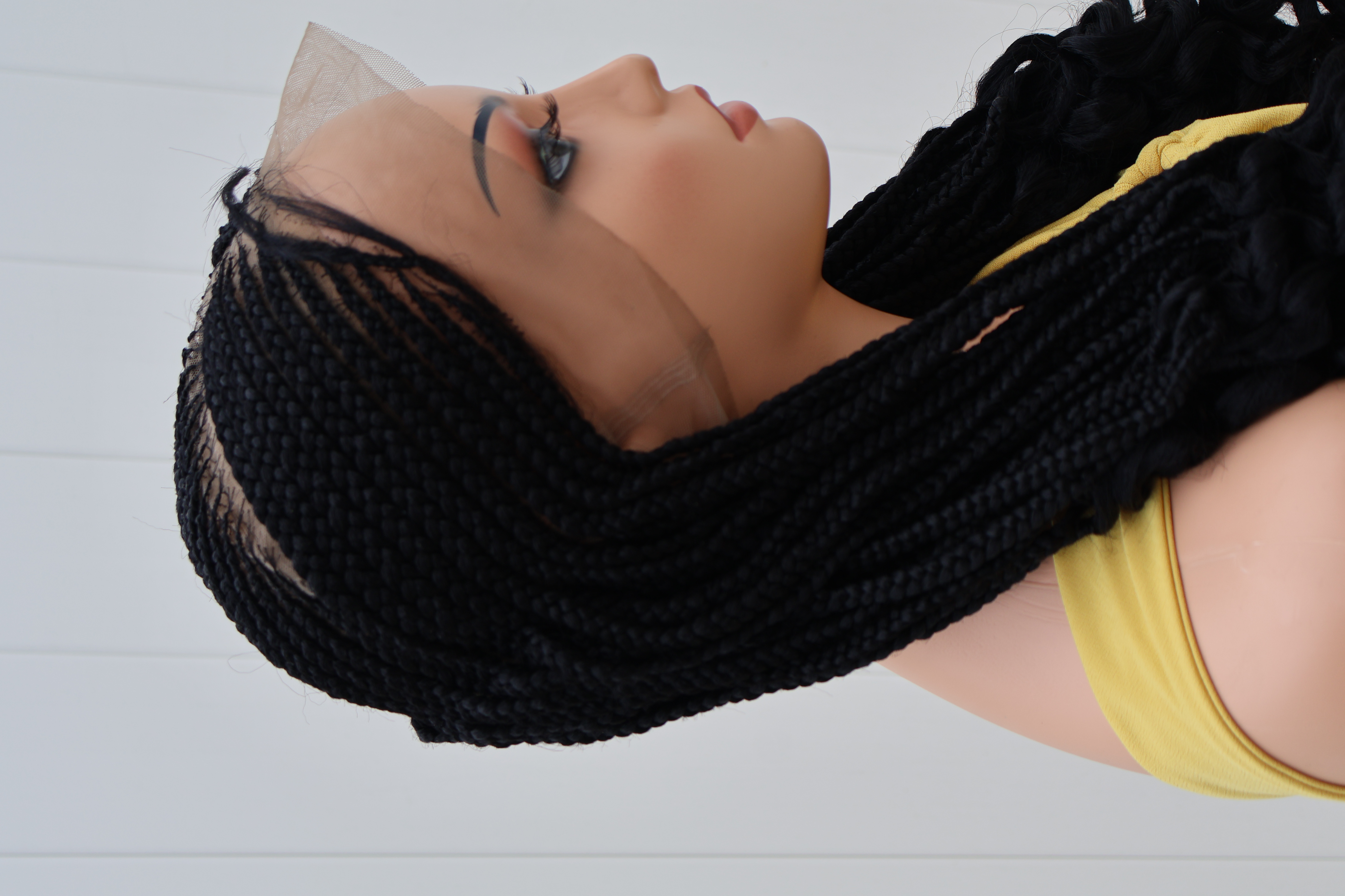 Curly Tip Cornrow Braids Premium Protective Style 360 Lace Wig