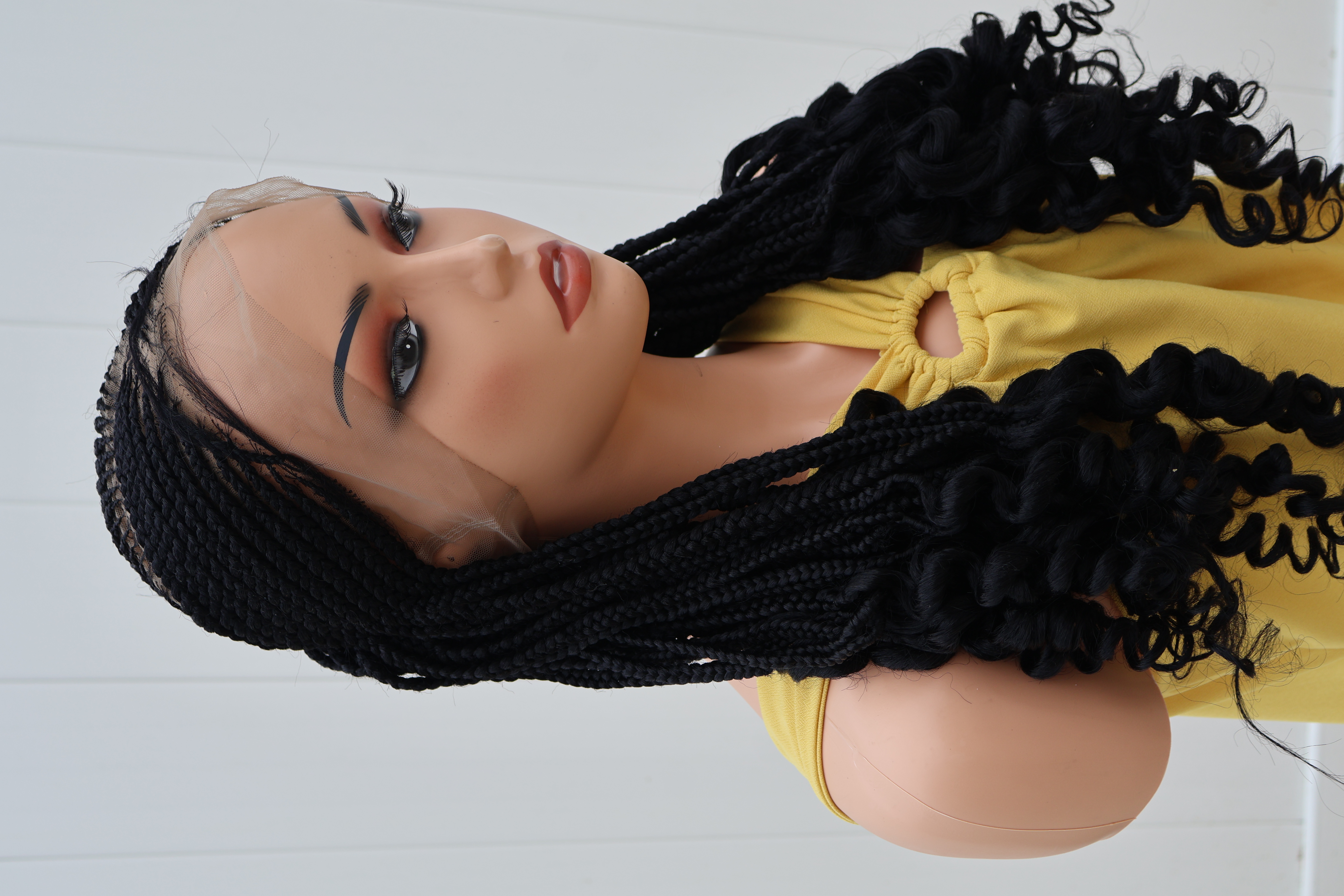 Curly Tip Cornrow Braids Premium Protective Style 360 Lace Wig