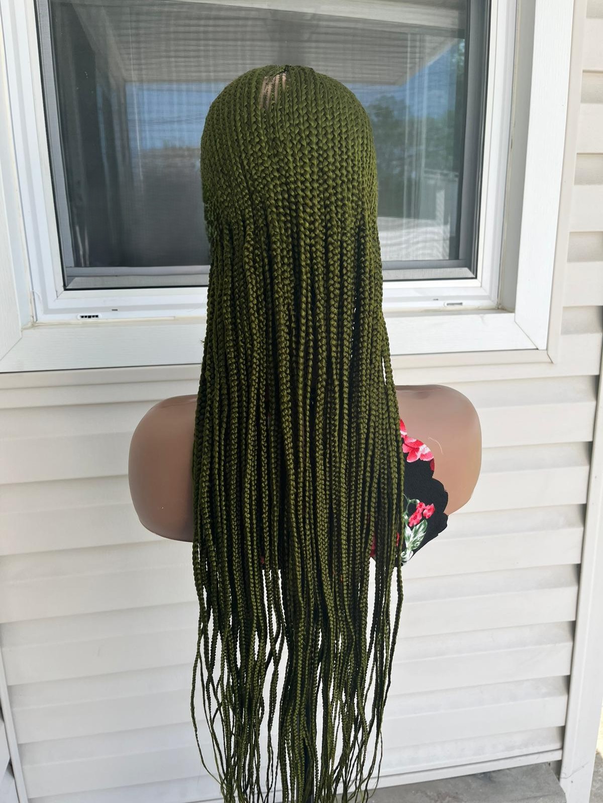 Green Braided Cornrow Wig 36" 360 Lace Cap 