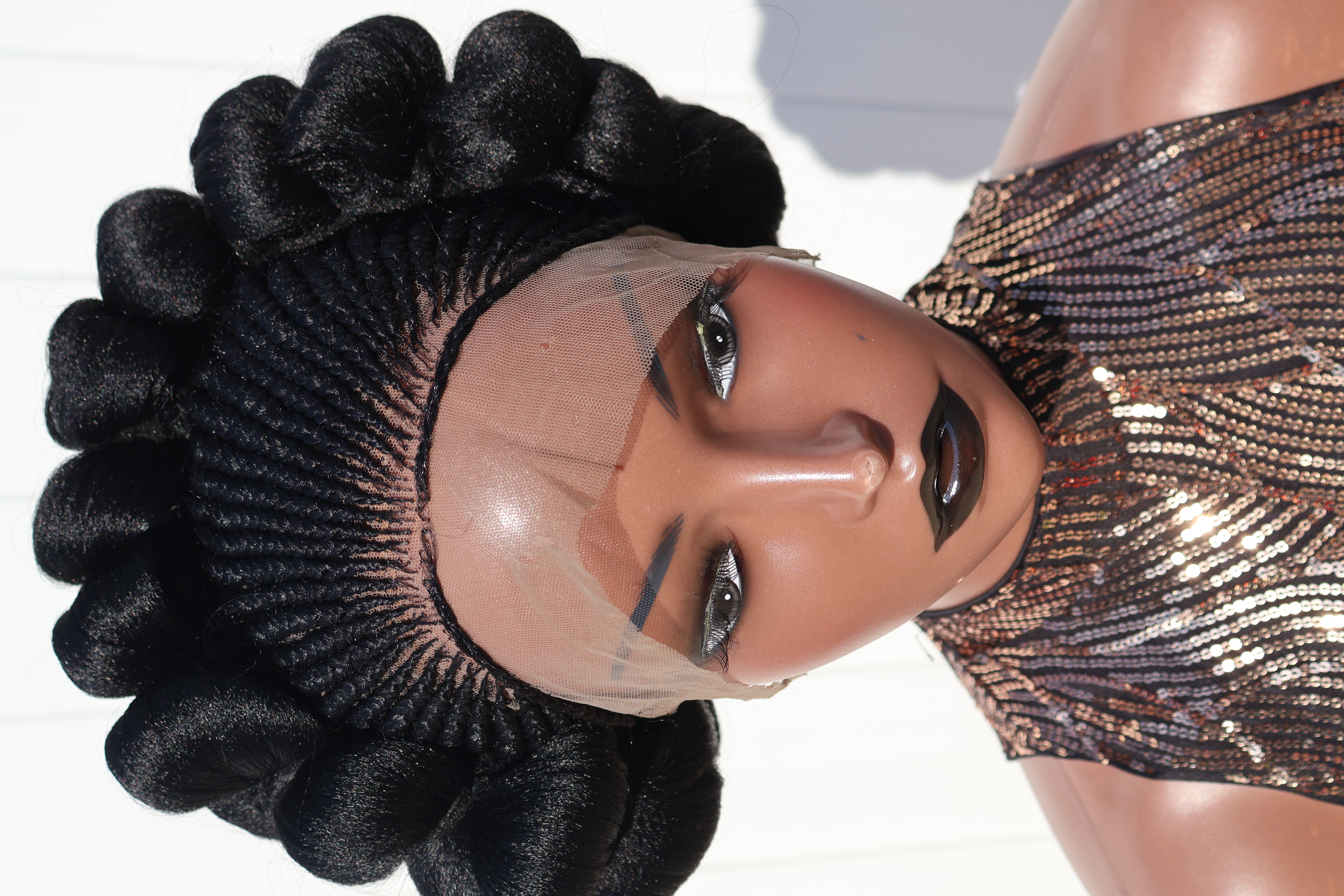 Premium Braided updo 360 lace wig Natural Elegant Protective Style