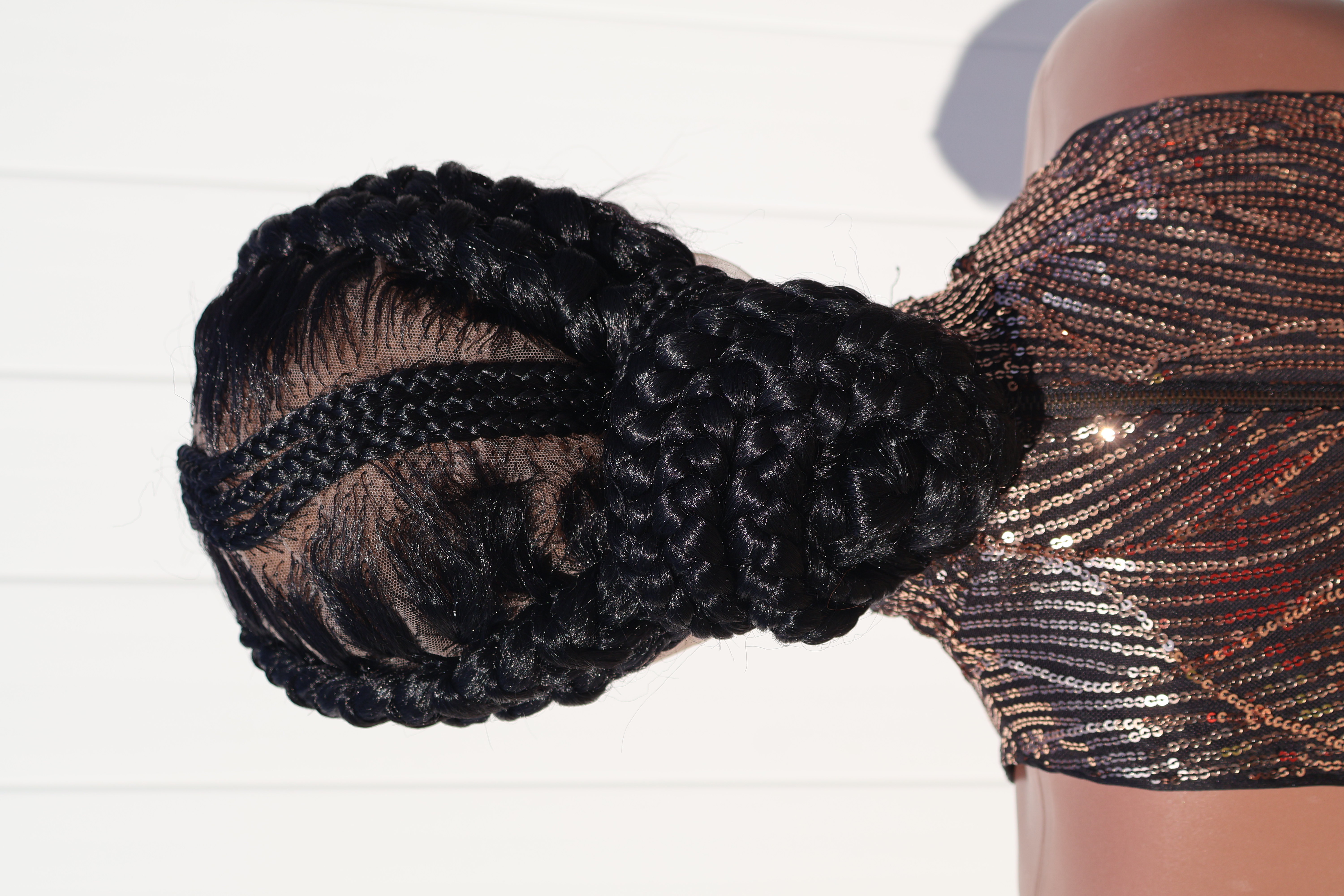 Low Braided Cornrow Bun Lace Wig 360 Lace Cap Natural Fit 