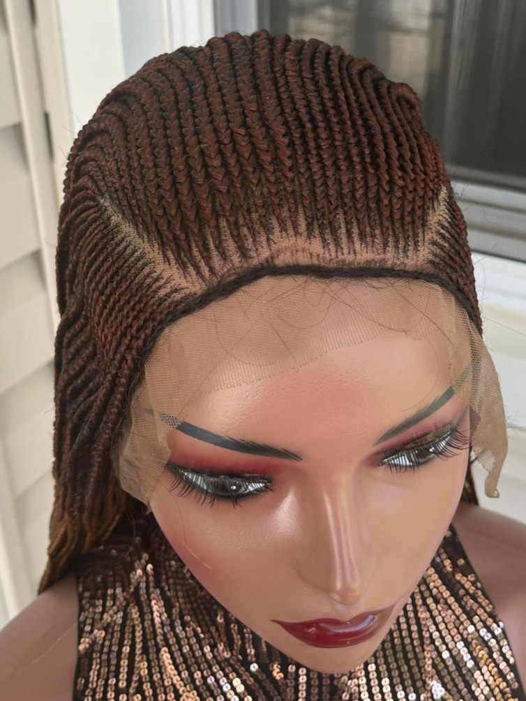 Ombre Cornrow Braids 13x5 Lace Front Wig Brown High Quality Glueless Fit