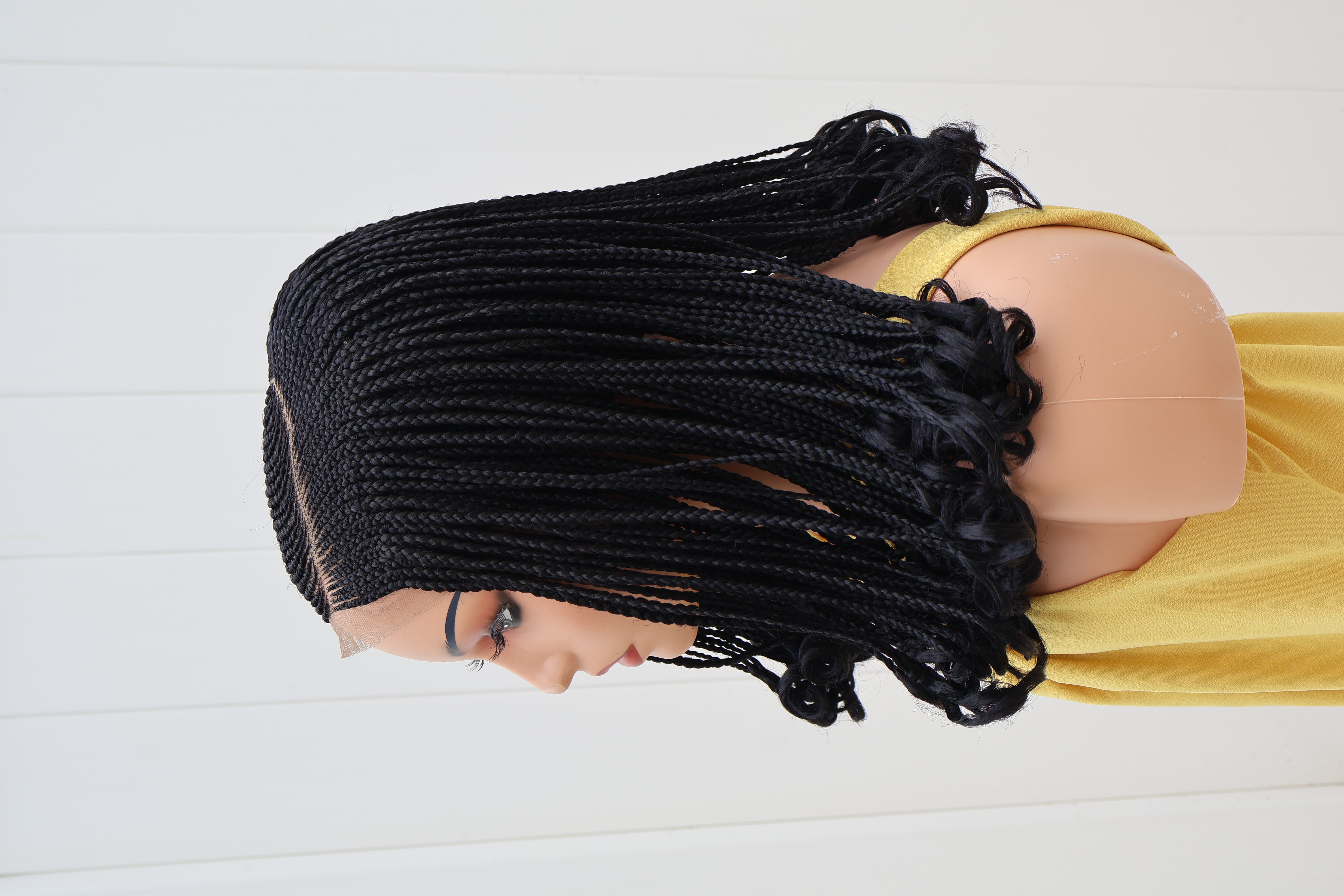 C Part French Curl Braids Lace Wig Comfortable Fit Protective Syle