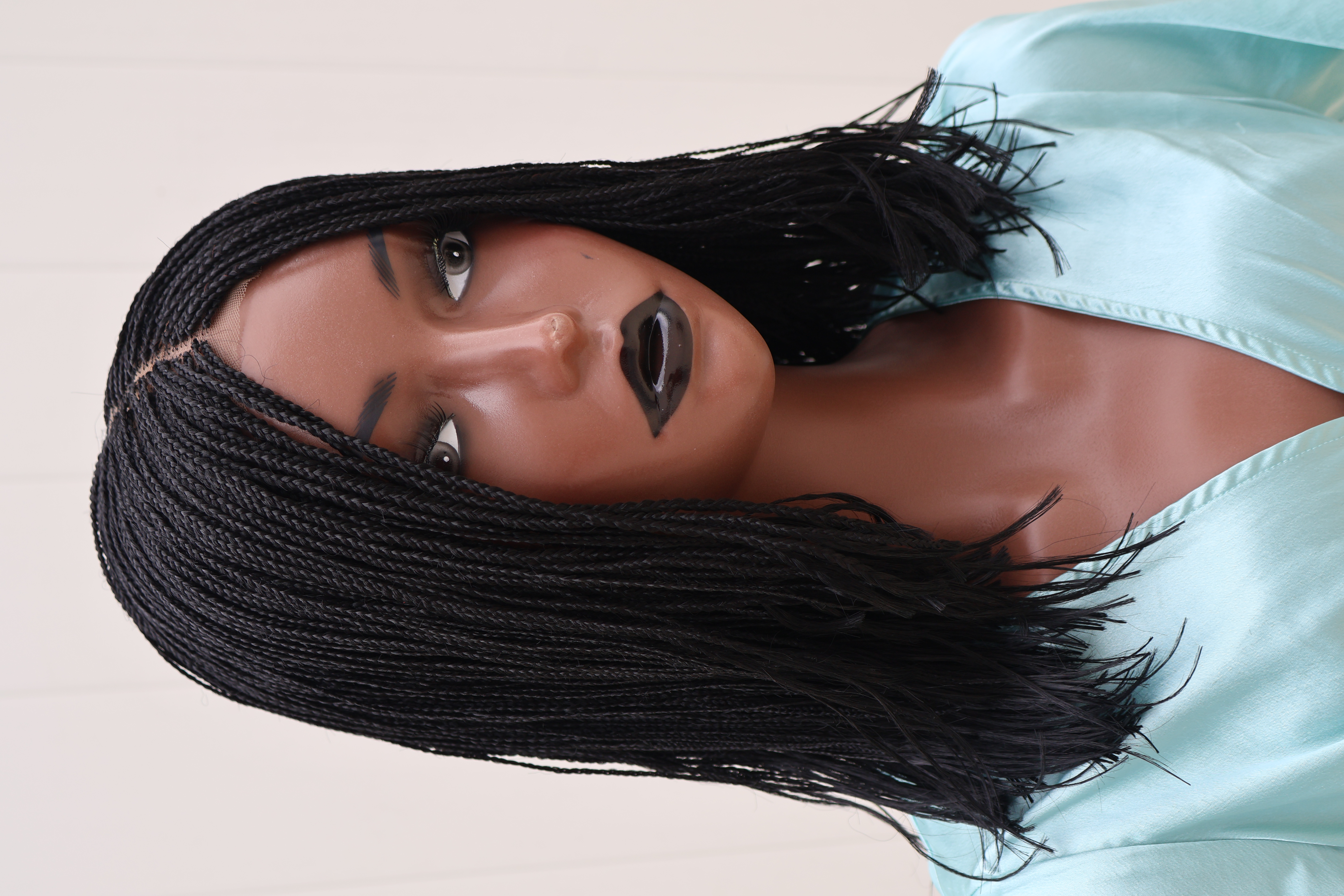 Middle Part Micro Braids Lace Wig Bob Lightweight Wear and Go Style