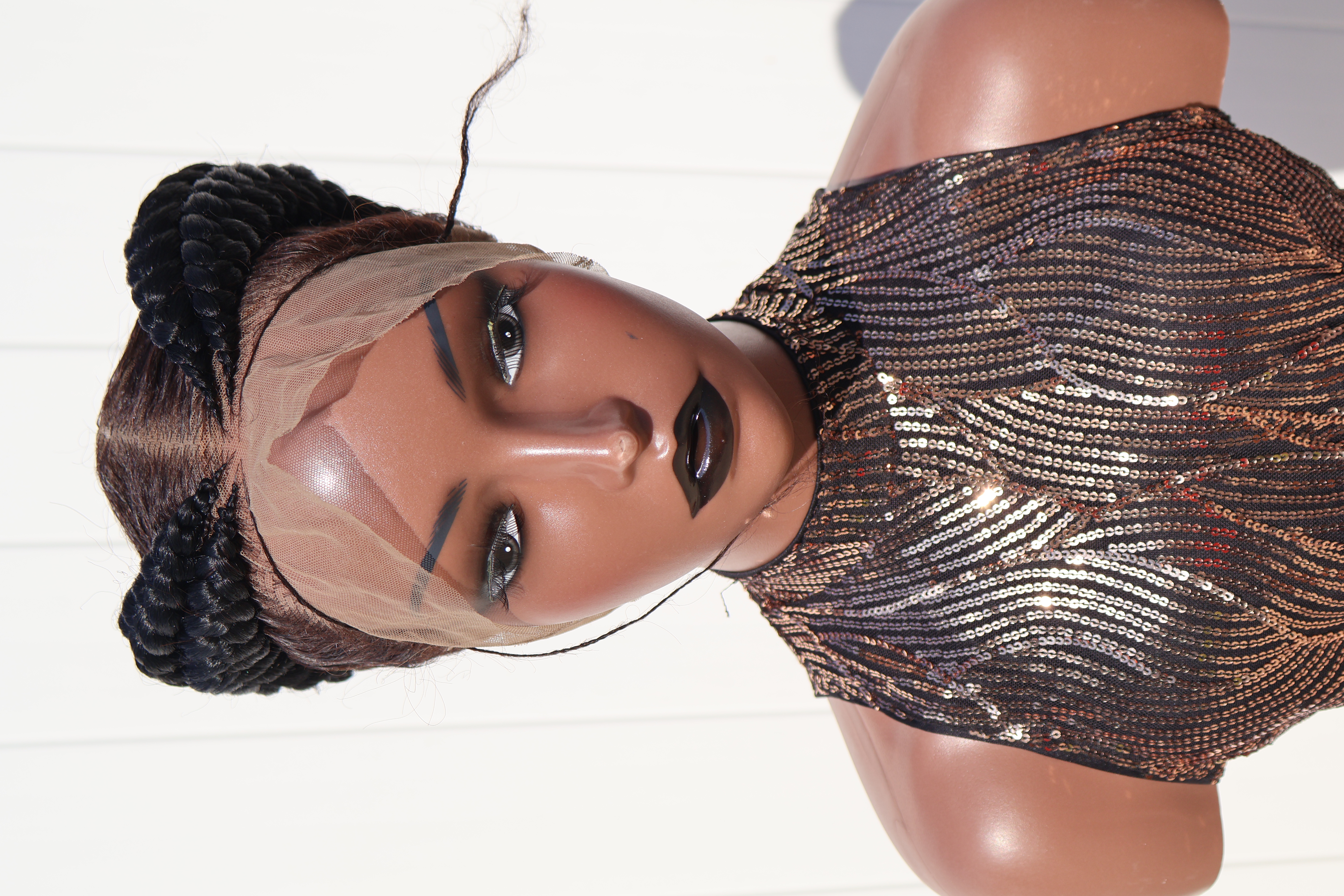 Braided Lace Wig Low Bun Jumbo Duo Cornrow Natural Protective Style