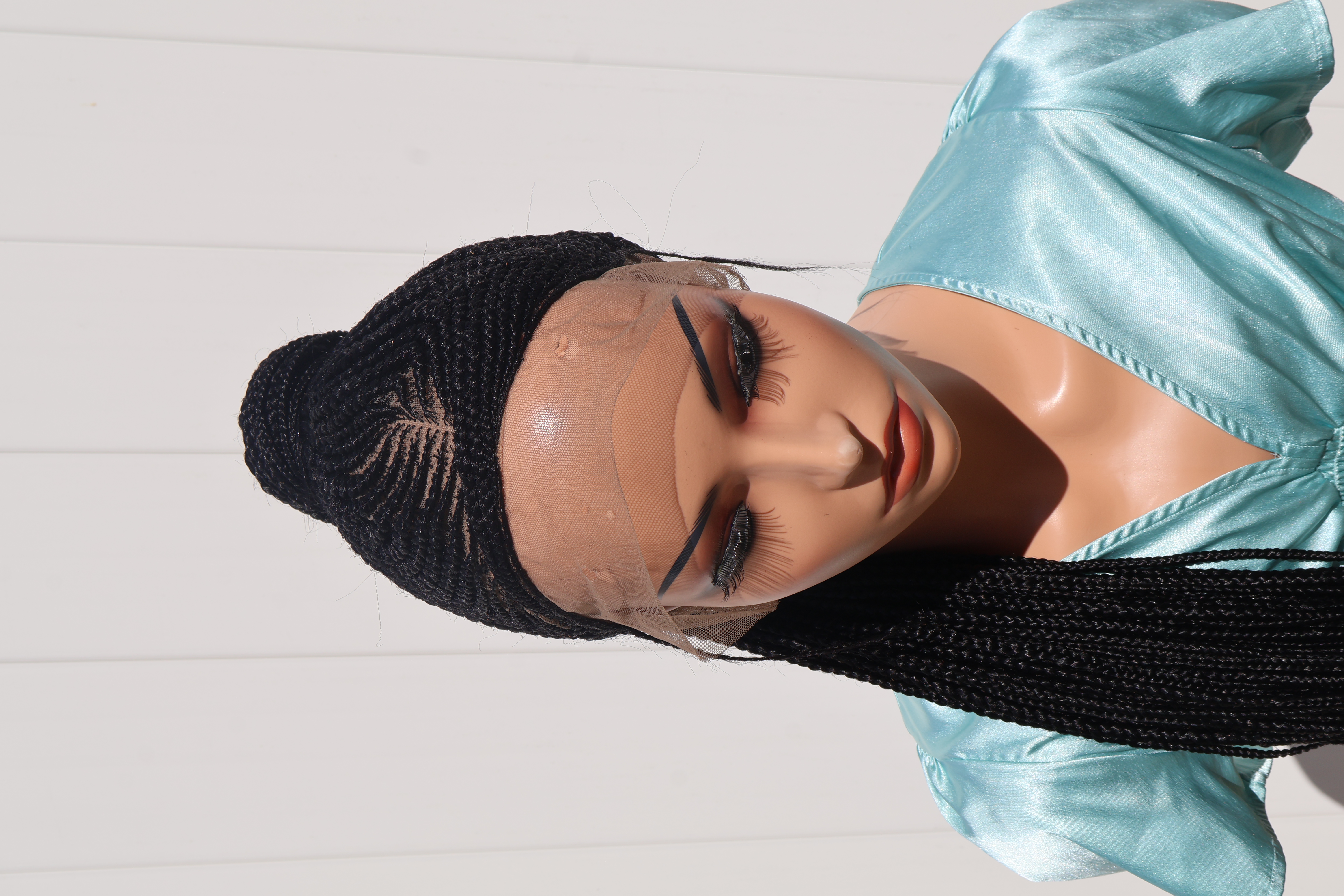 High Ponytail African Hairstyle Braided Wig 42" Full Lace Cap 